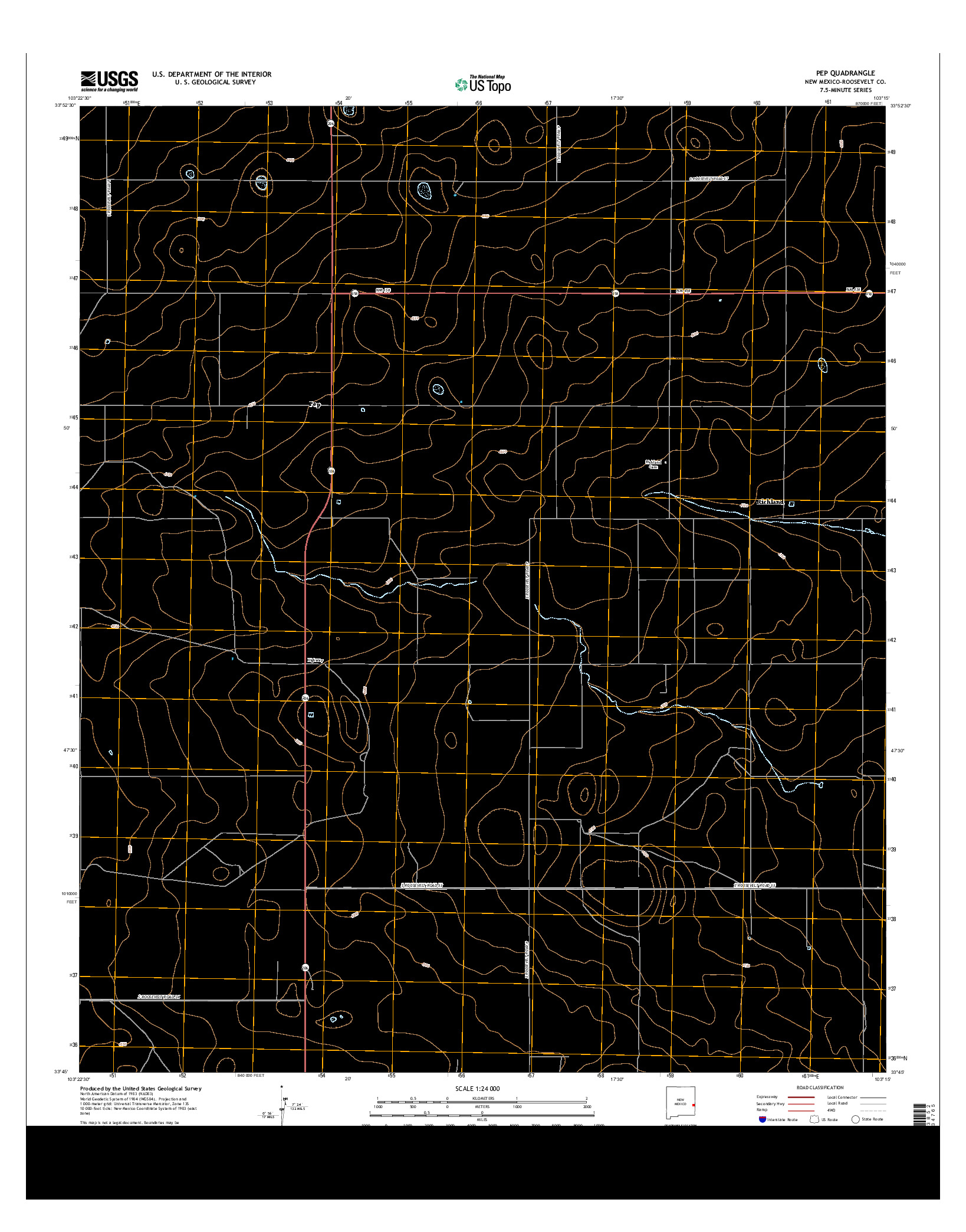 USGS US TOPO 7.5-MINUTE MAP FOR PEP, NM 2013