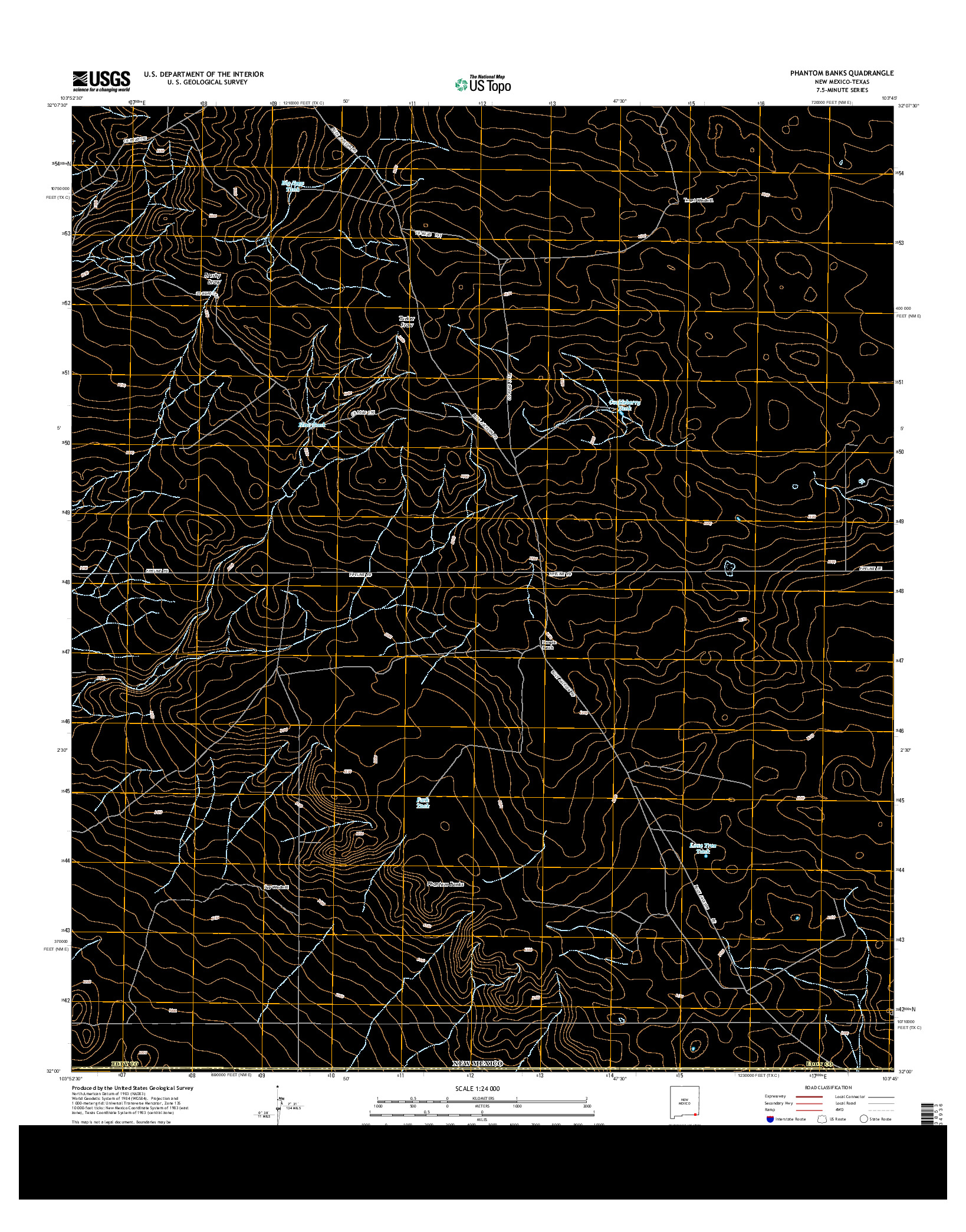 USGS US TOPO 7.5-MINUTE MAP FOR PHANTOM BANKS, NM-TX 2013