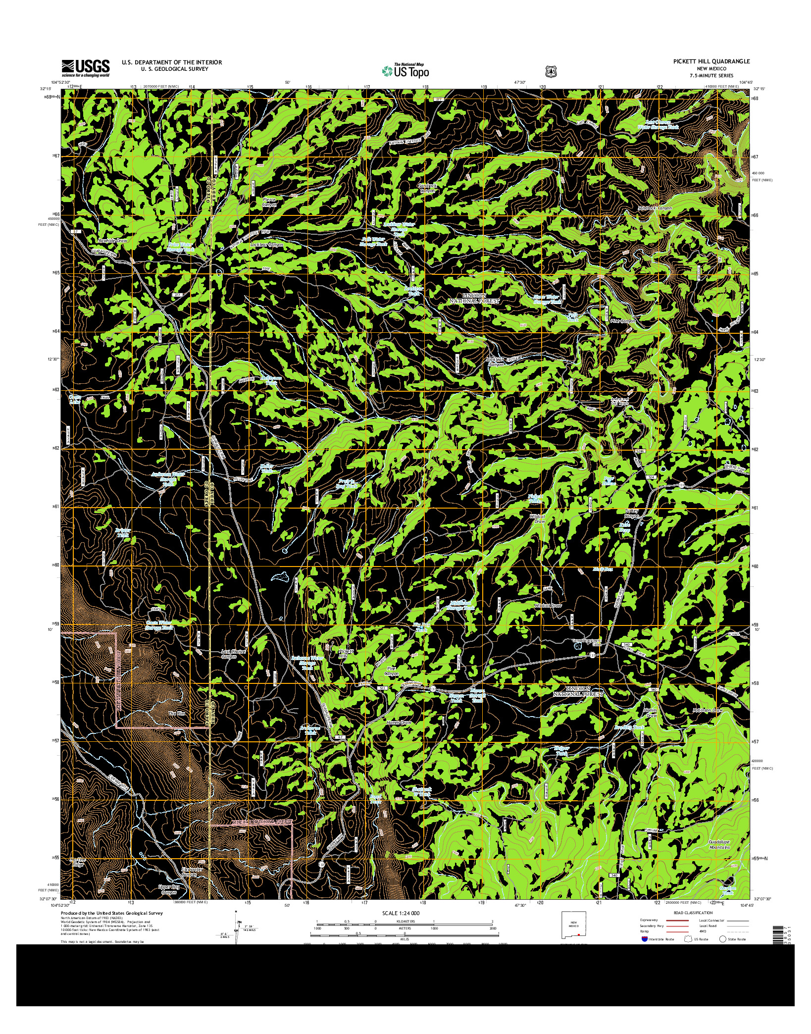 USGS US TOPO 7.5-MINUTE MAP FOR PICKETT HILL, NM 2013