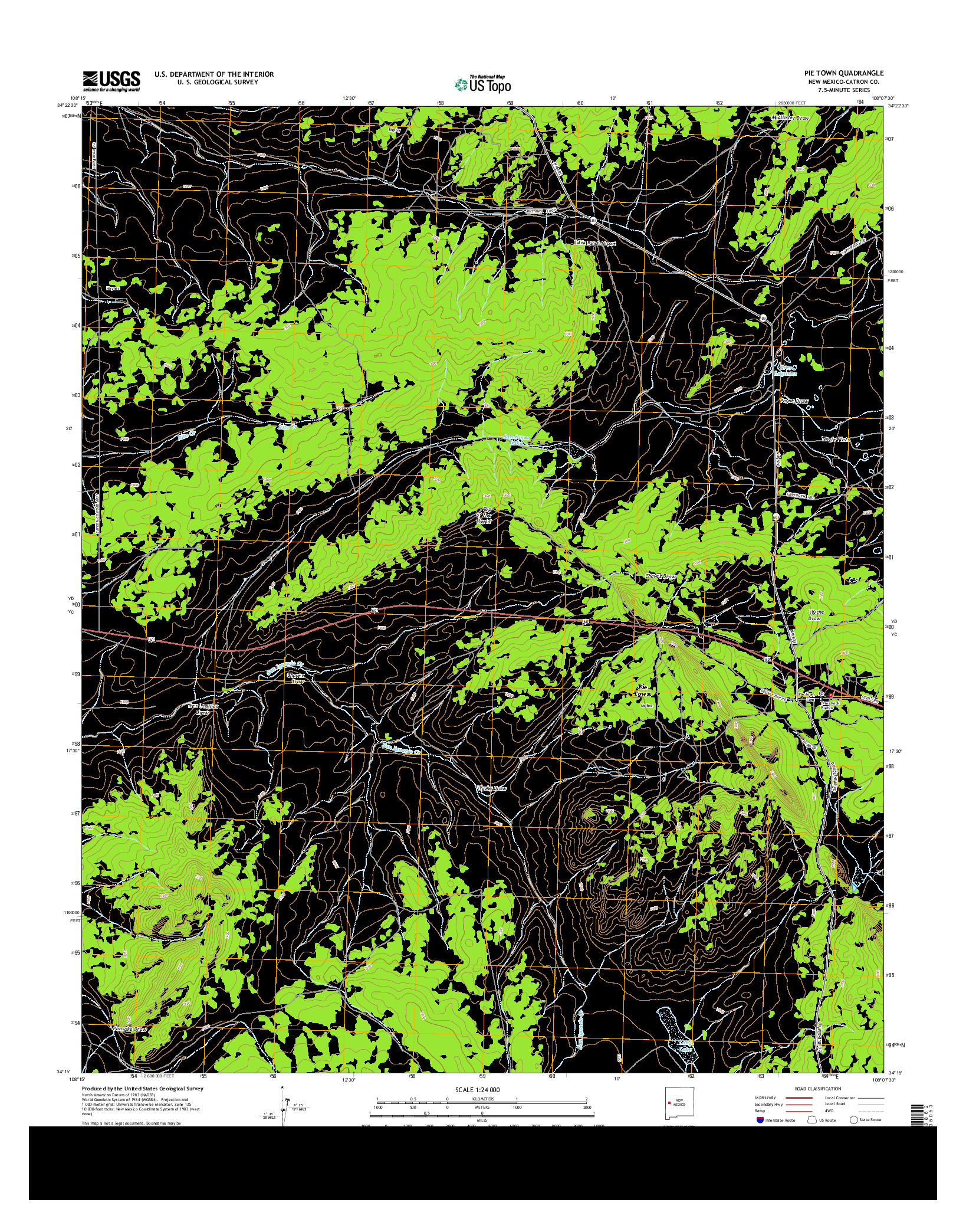 USGS US TOPO 7.5-MINUTE MAP FOR PIE TOWN, NM 2013