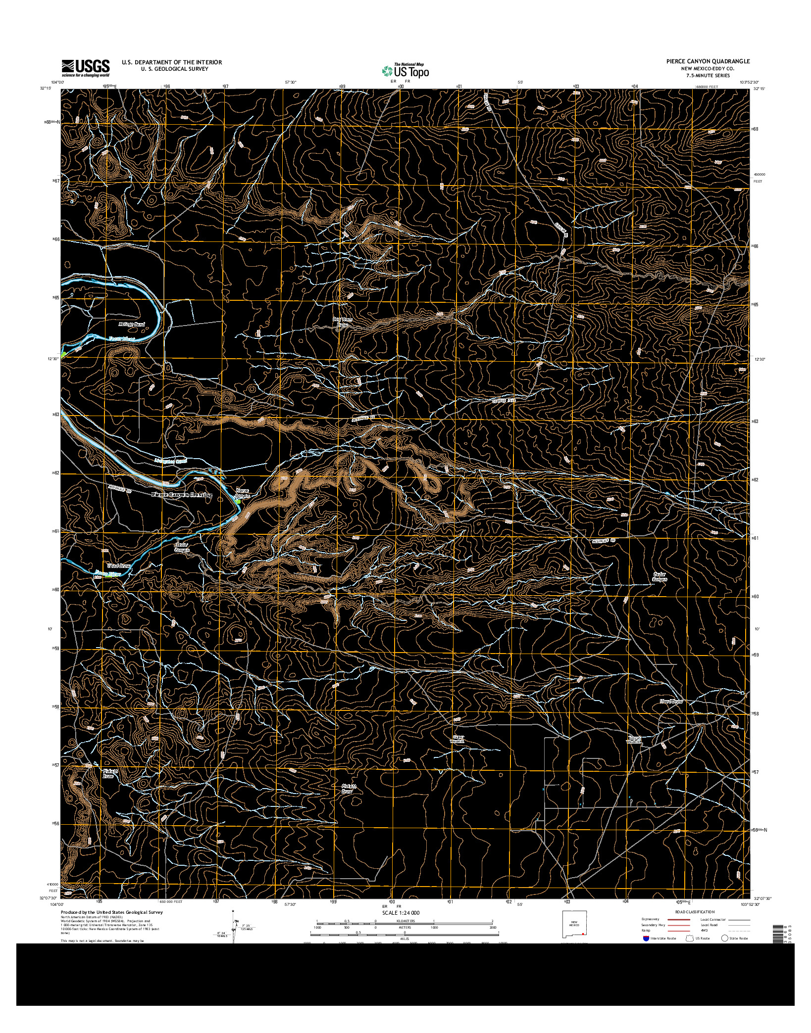 USGS US TOPO 7.5-MINUTE MAP FOR PIERCE CANYON, NM 2013