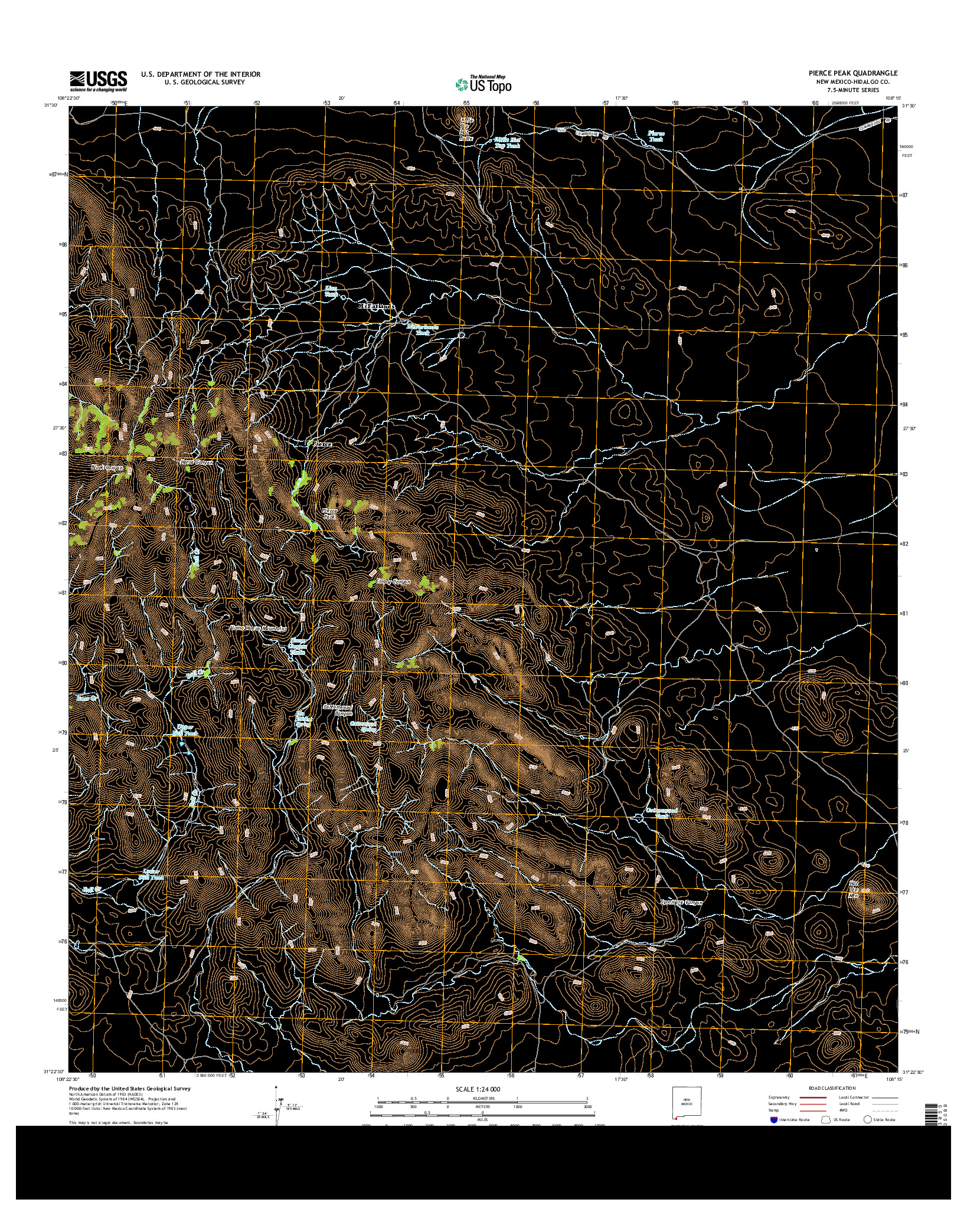 USGS US TOPO 7.5-MINUTE MAP FOR PIERCE PEAK, NM 2013