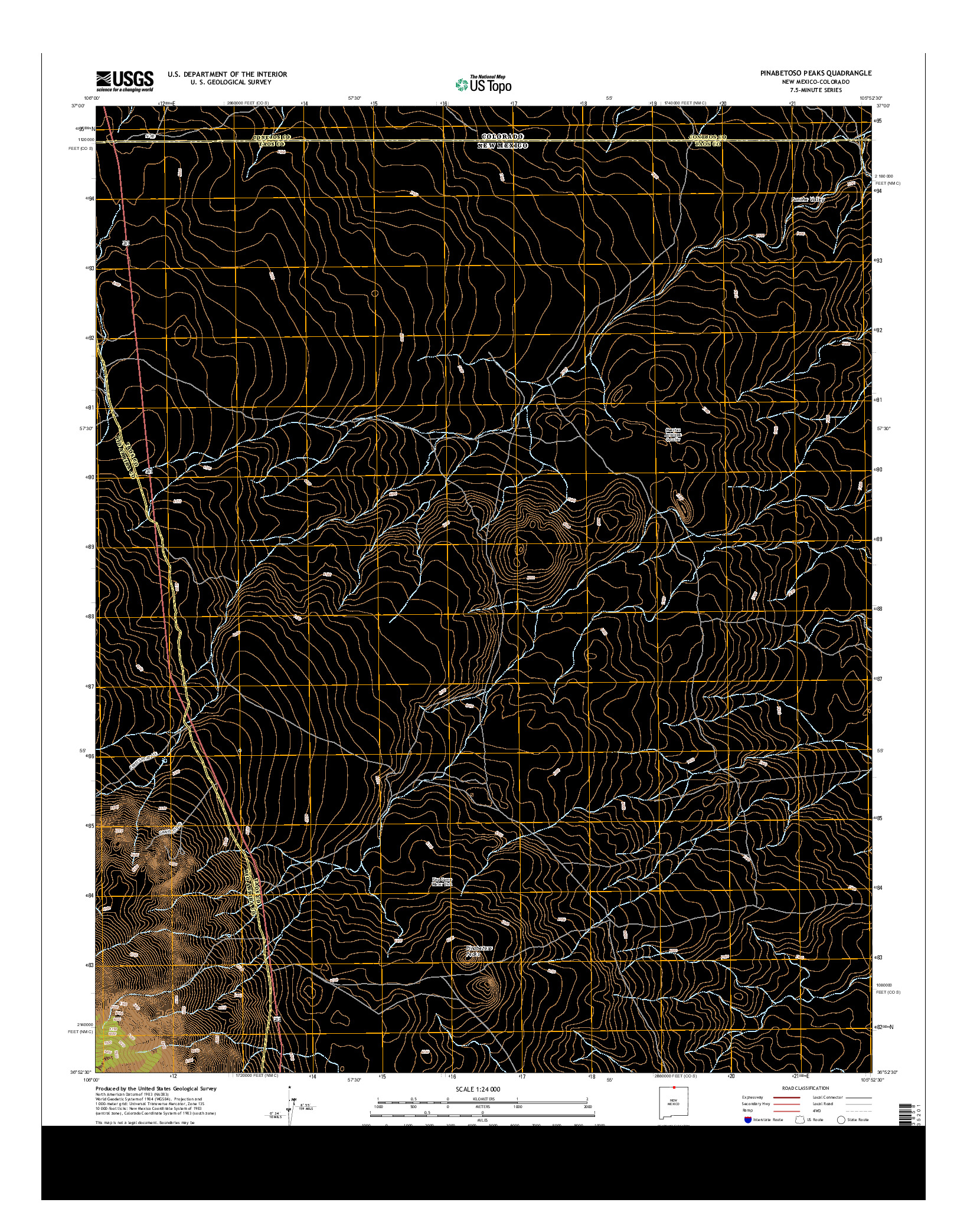 USGS US TOPO 7.5-MINUTE MAP FOR PINABETOSO PEAKS, NM-CO 2013