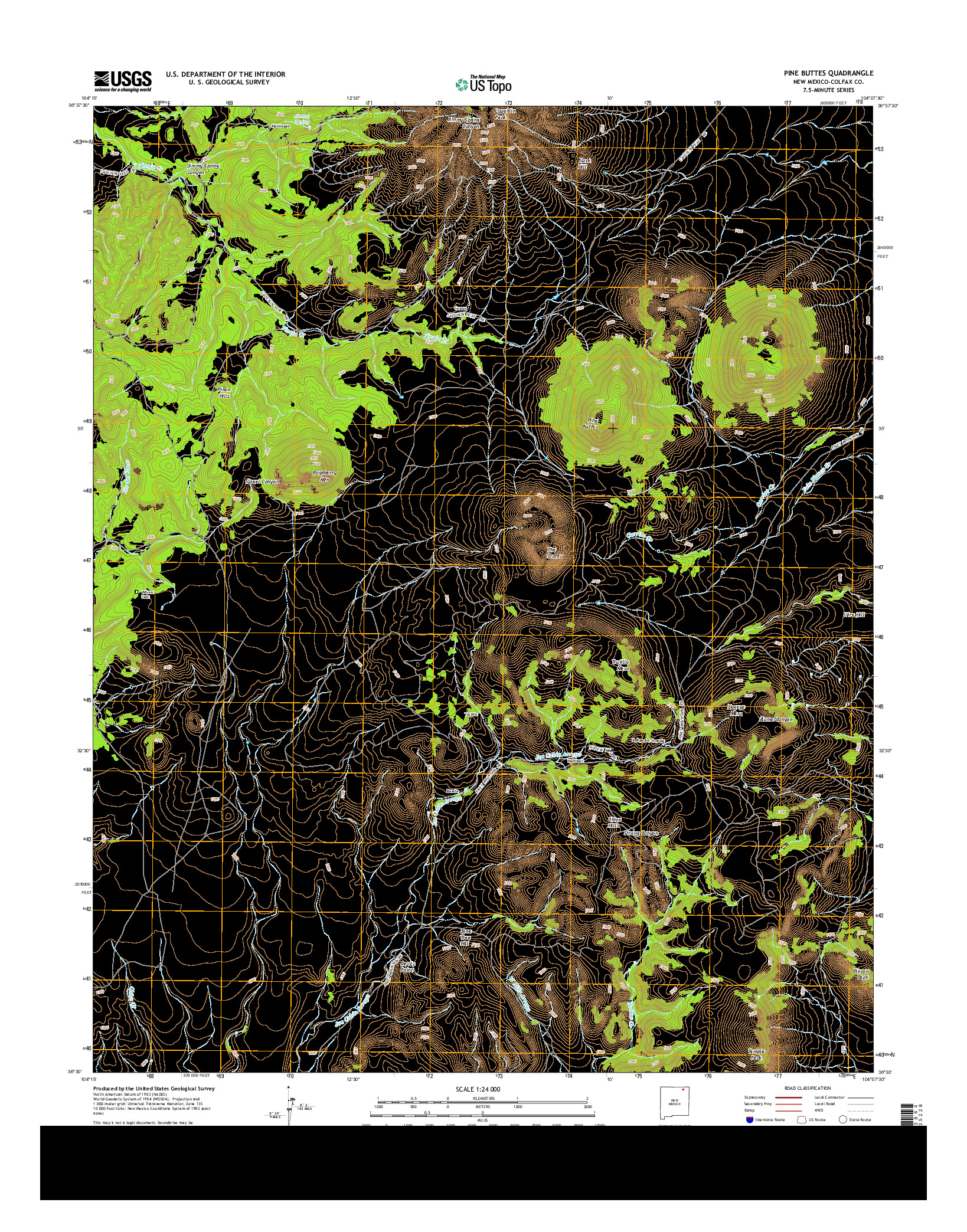 USGS US TOPO 7.5-MINUTE MAP FOR PINE BUTTES, NM 2013