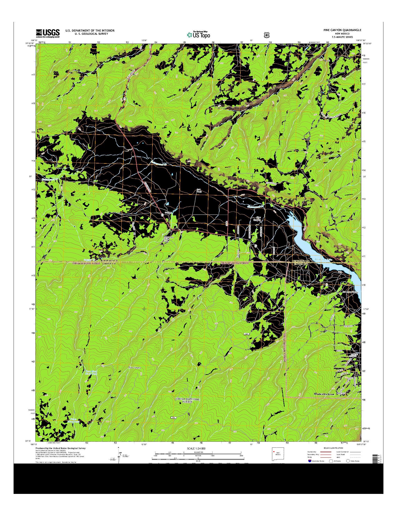 USGS US TOPO 7.5-MINUTE MAP FOR PINE CANYON, NM 2013