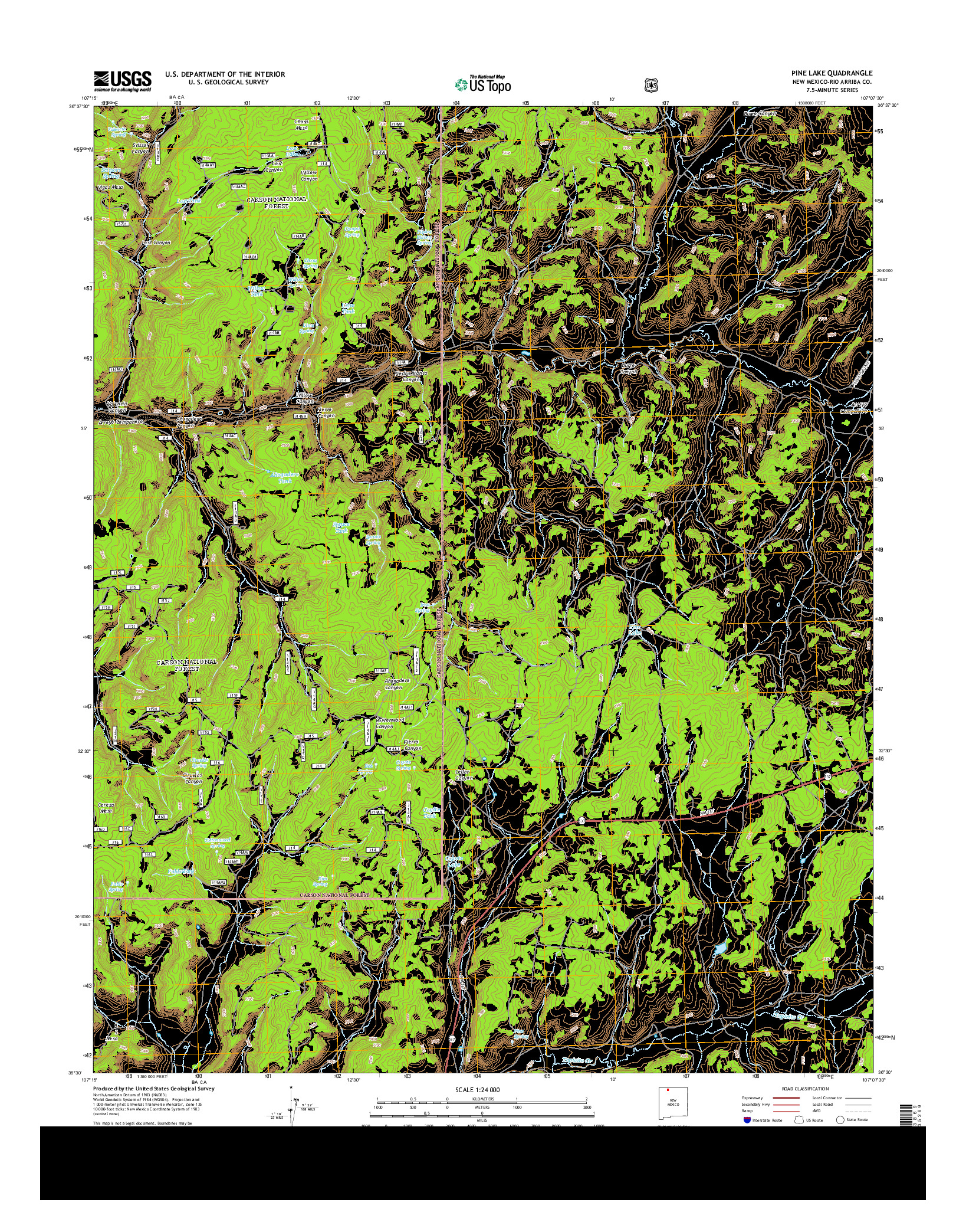 USGS US TOPO 7.5-MINUTE MAP FOR PINE LAKE, NM 2013