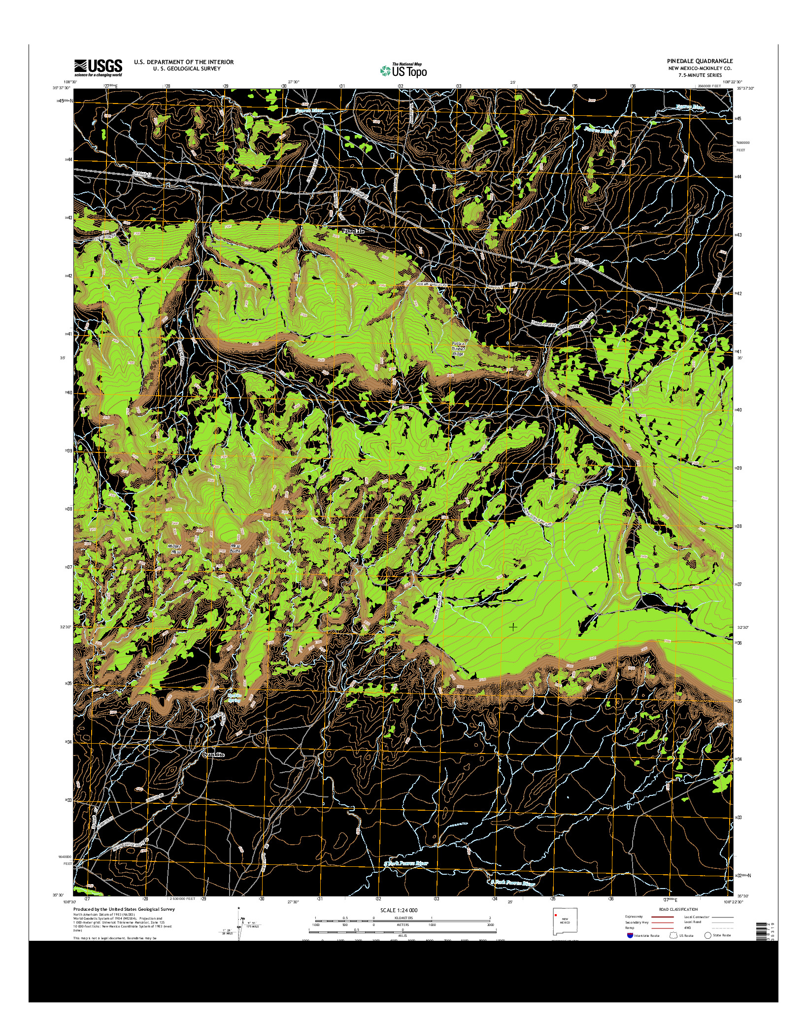 USGS US TOPO 7.5-MINUTE MAP FOR PINEDALE, NM 2013
