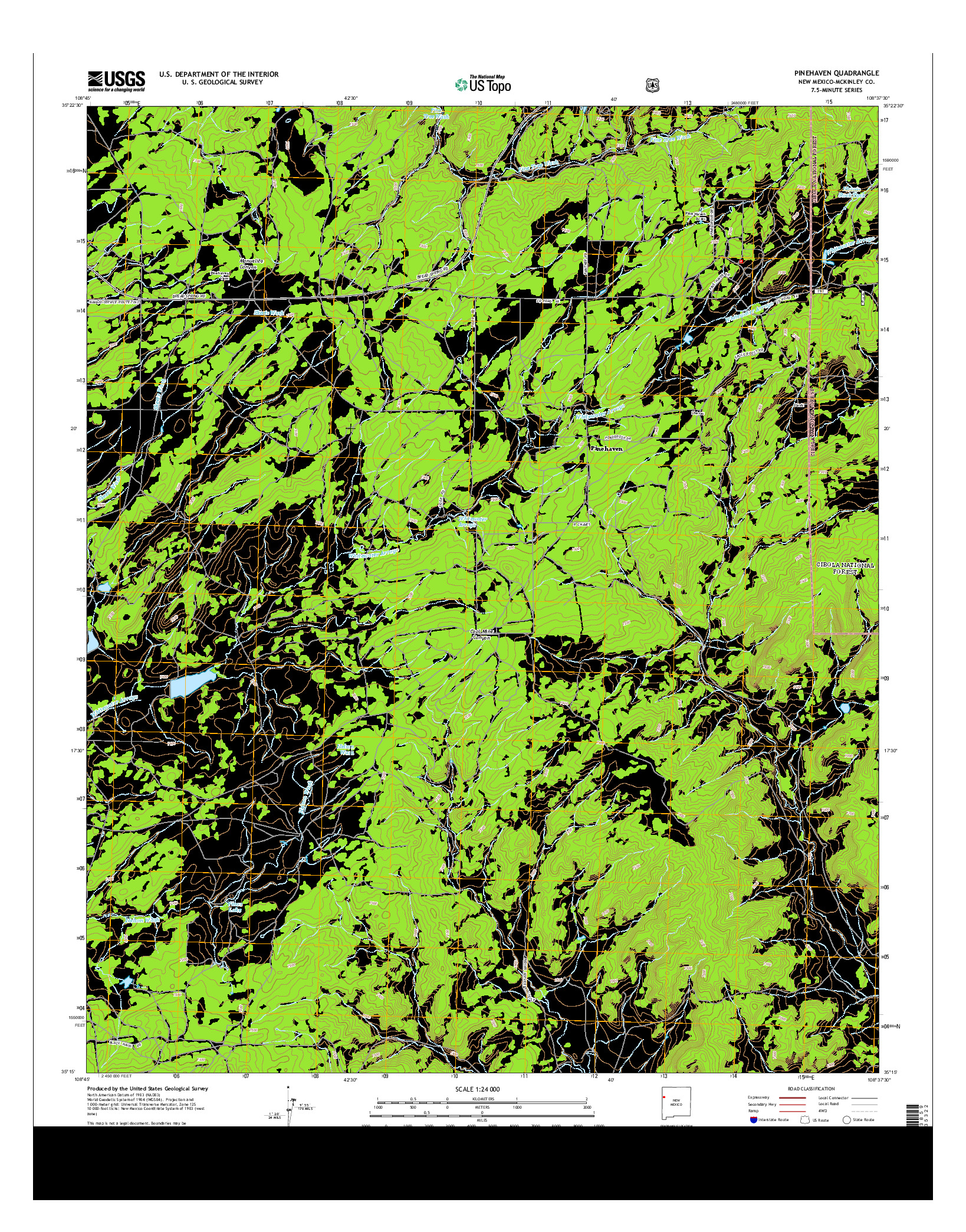 USGS US TOPO 7.5-MINUTE MAP FOR PINEHAVEN, NM 2013