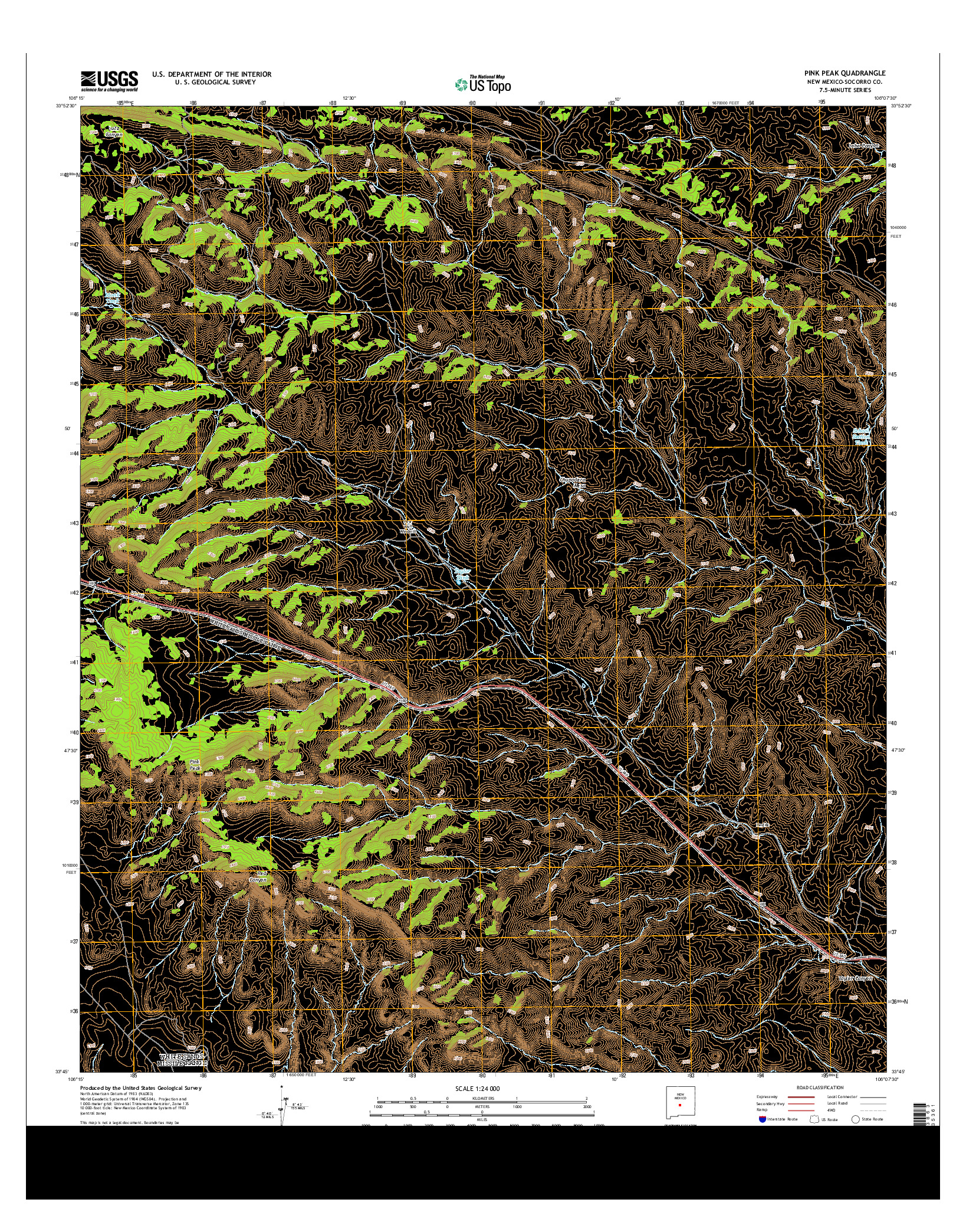 USGS US TOPO 7.5-MINUTE MAP FOR PINK PEAK, NM 2013