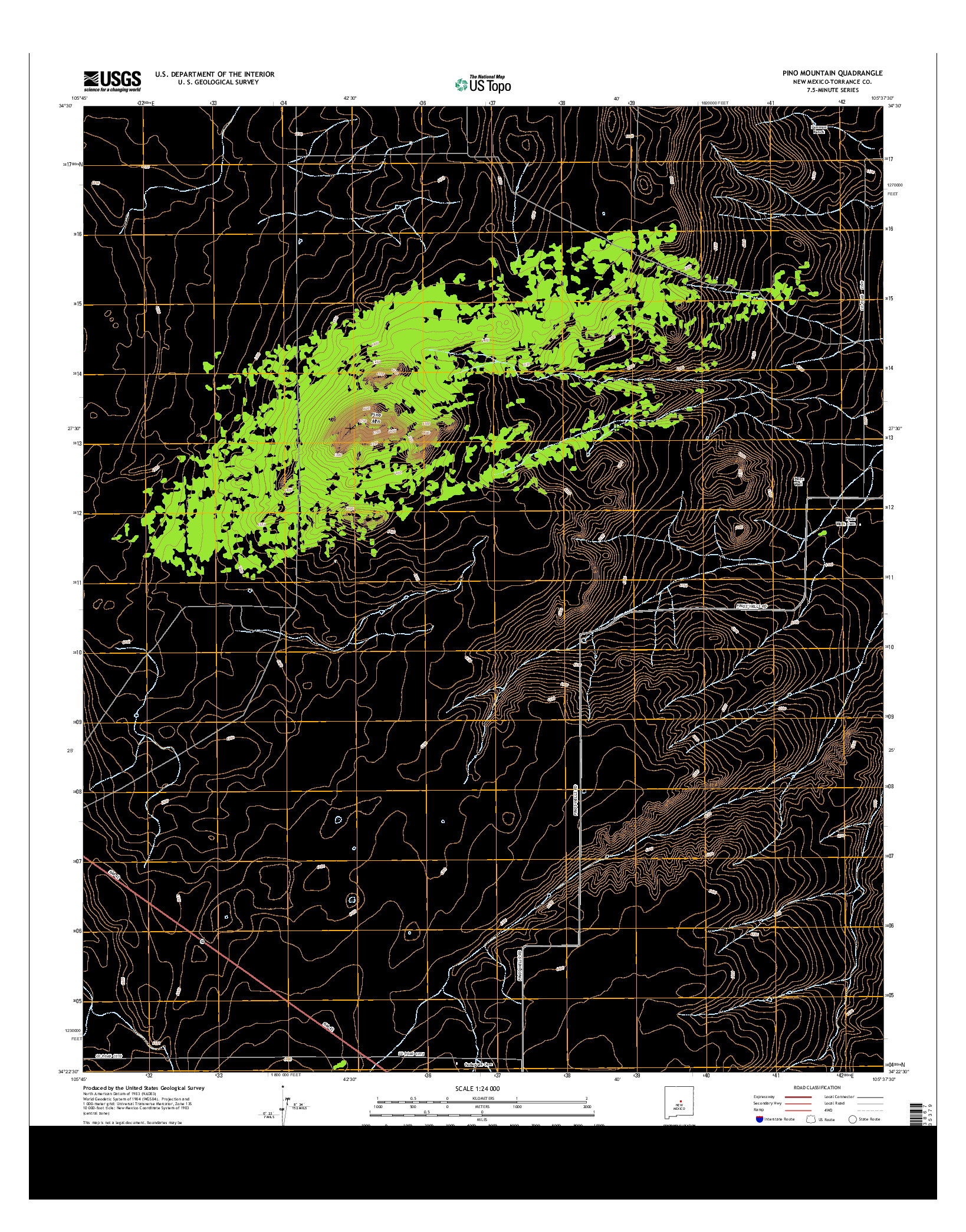 USGS US TOPO 7.5-MINUTE MAP FOR PINO MOUNTAIN, NM 2013