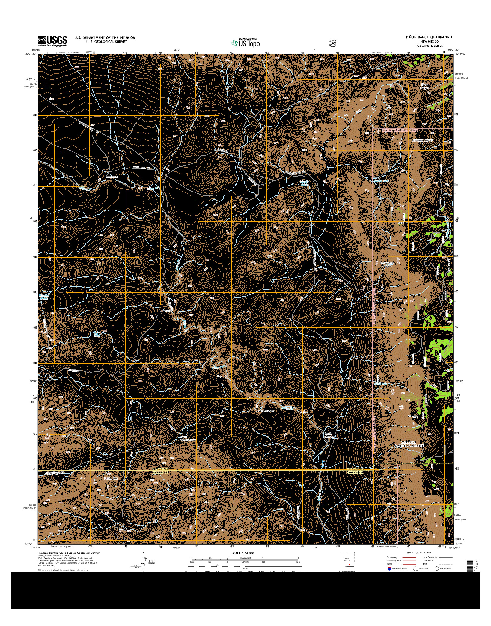 USGS US TOPO 7.5-MINUTE MAP FOR PIñON RANCH, NM 2013