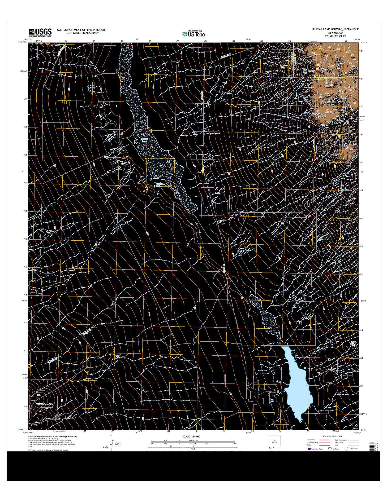 USGS US TOPO 7.5-MINUTE MAP FOR PLAYAS LAKE SOUTH, NM 2013