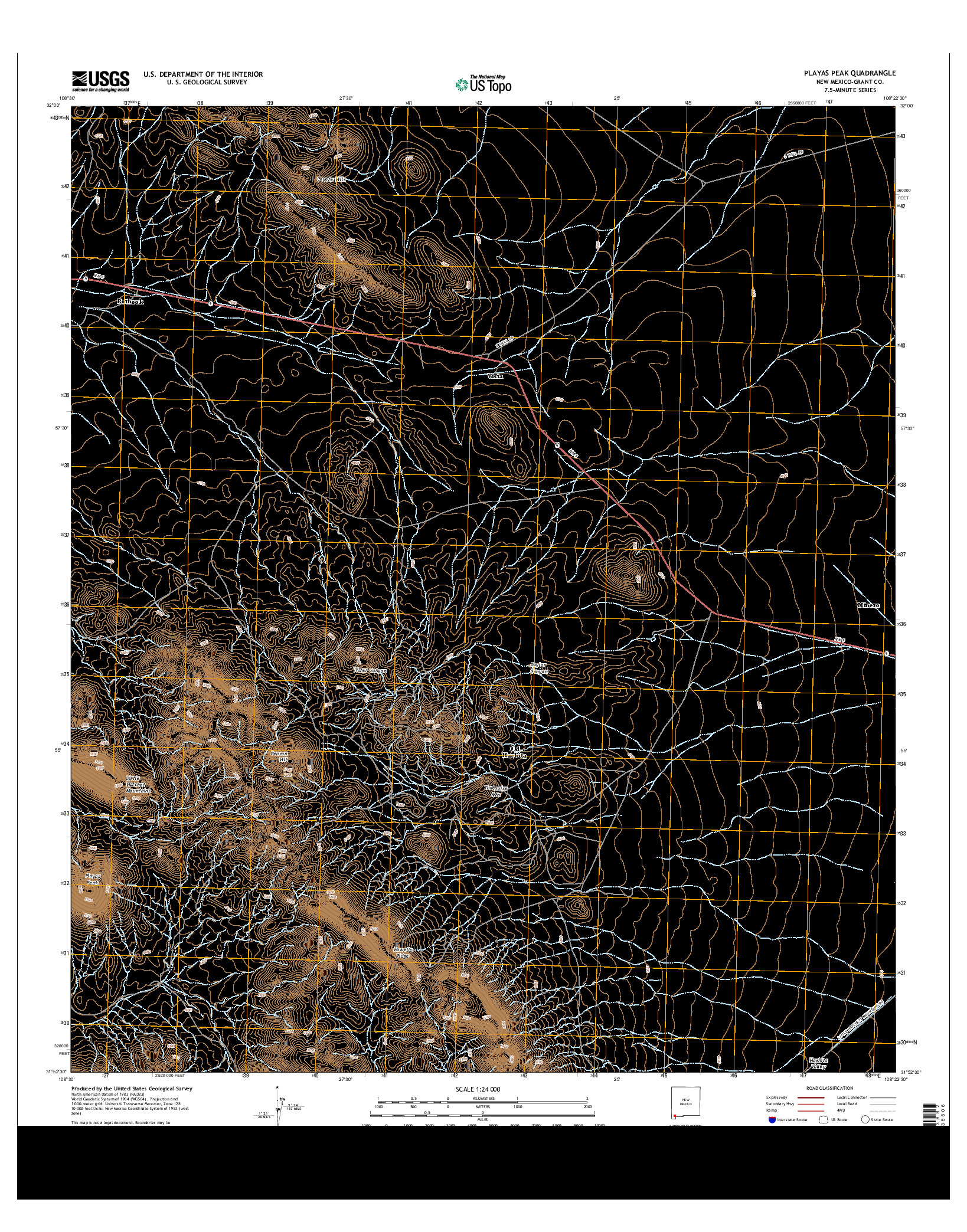 USGS US TOPO 7.5-MINUTE MAP FOR PLAYAS PEAK, NM 2013