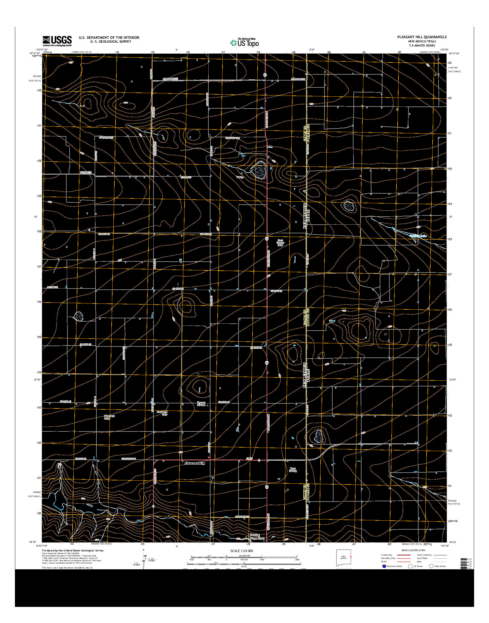 USGS US TOPO 7.5-MINUTE MAP FOR PLEASANT HILL, NM-TX 2013