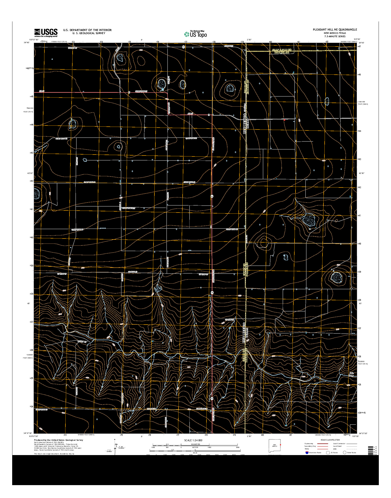 USGS US TOPO 7.5-MINUTE MAP FOR PLEASANT HILL NE, NM-TX 2013