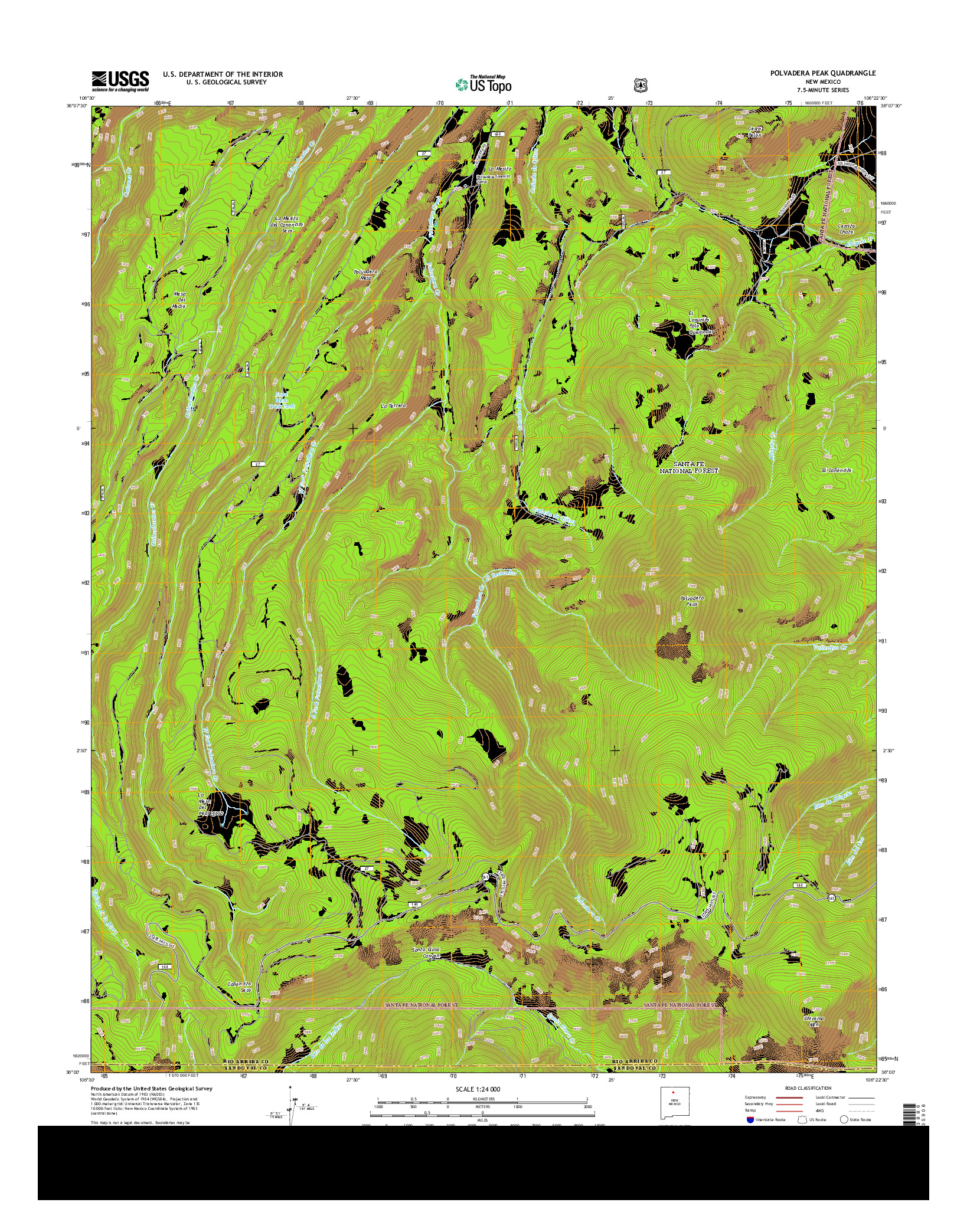 USGS US TOPO 7.5-MINUTE MAP FOR POLVADERA PEAK, NM 2013