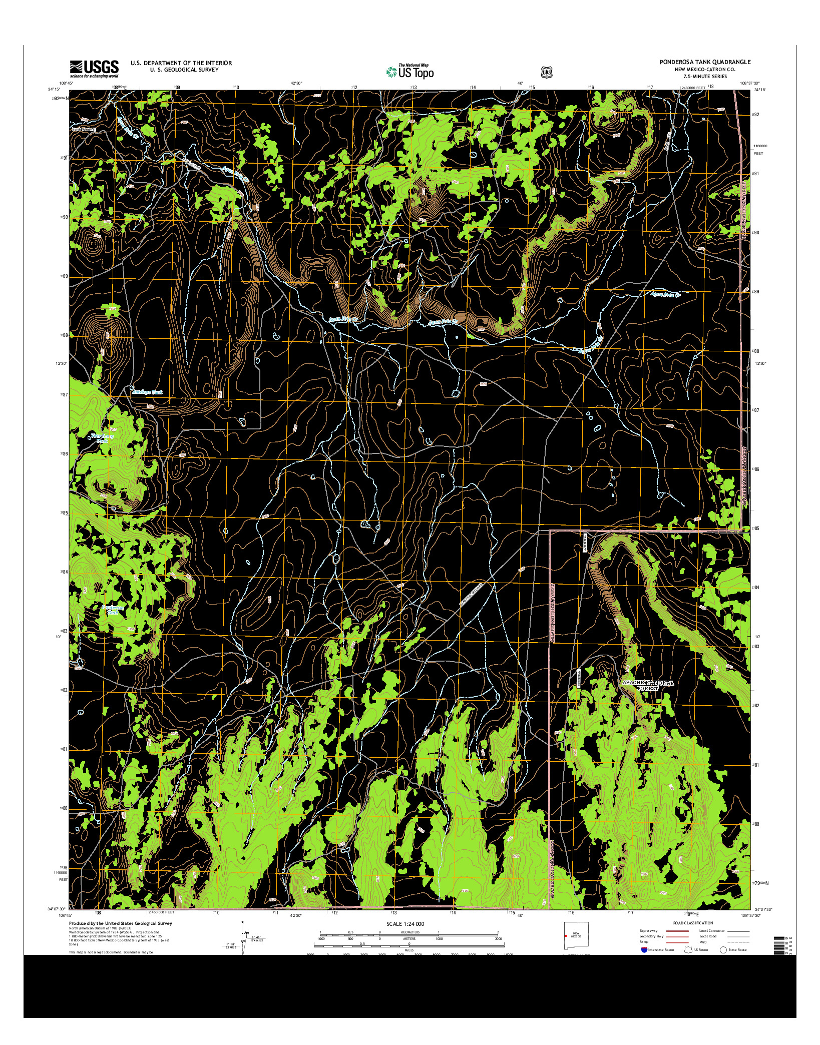 USGS US TOPO 7.5-MINUTE MAP FOR PONDEROSA TANK, NM 2013