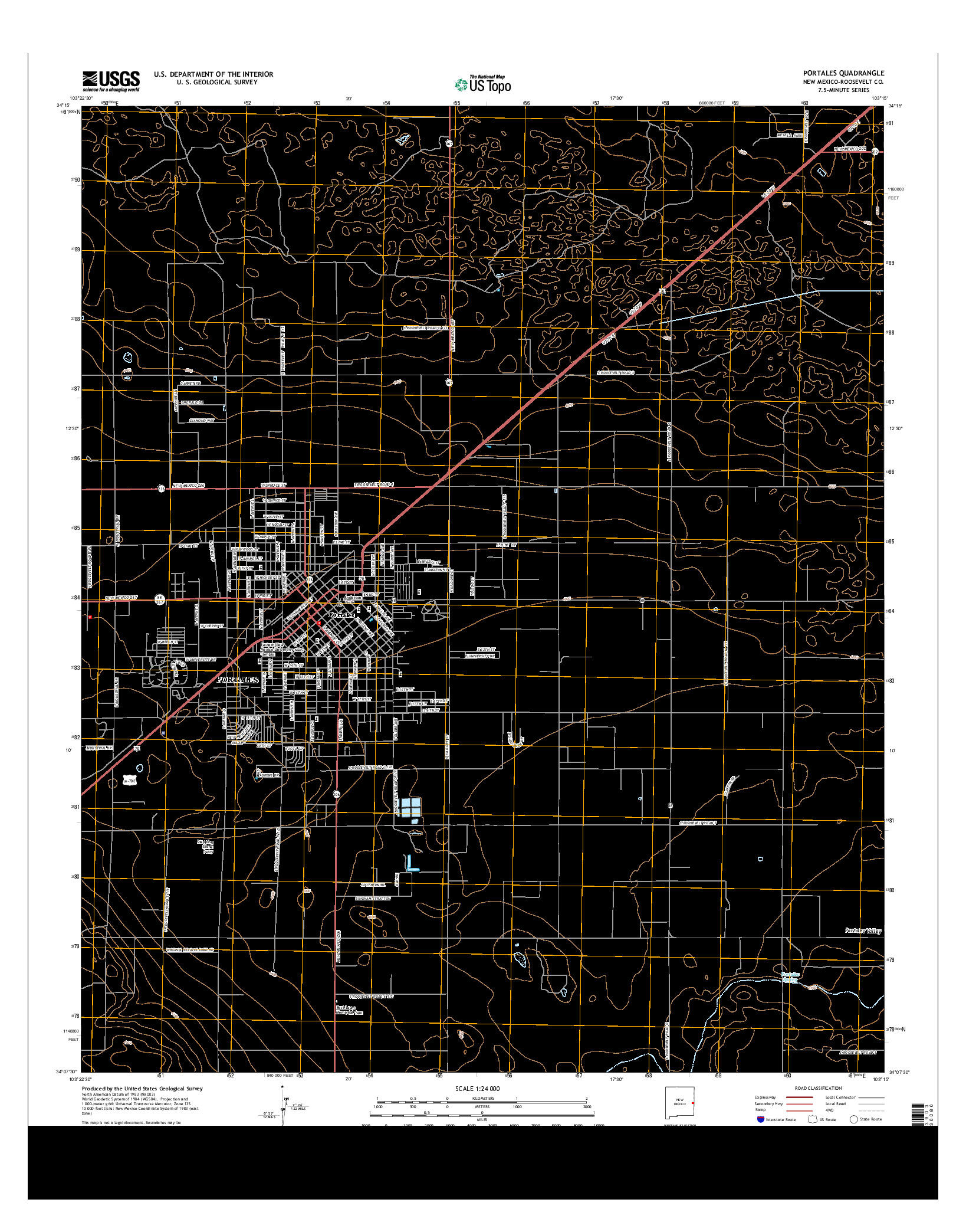USGS US TOPO 7.5-MINUTE MAP FOR PORTALES, NM 2013