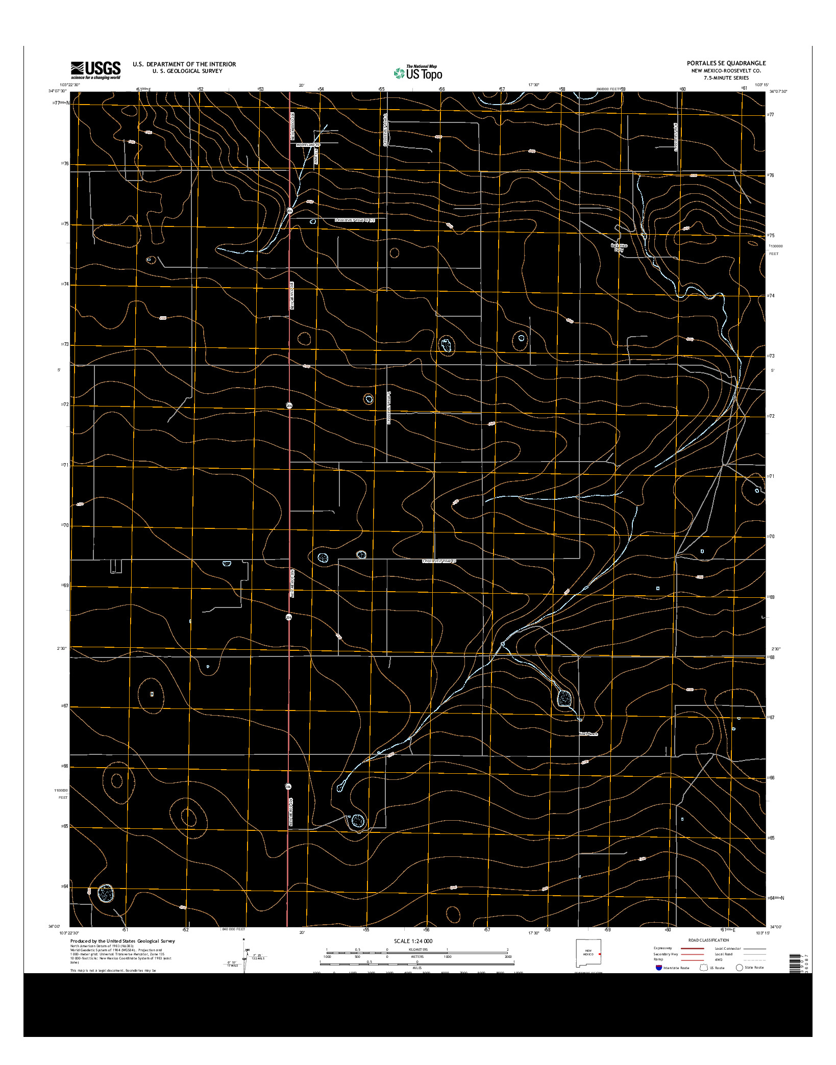 USGS US TOPO 7.5-MINUTE MAP FOR PORTALES SE, NM 2013