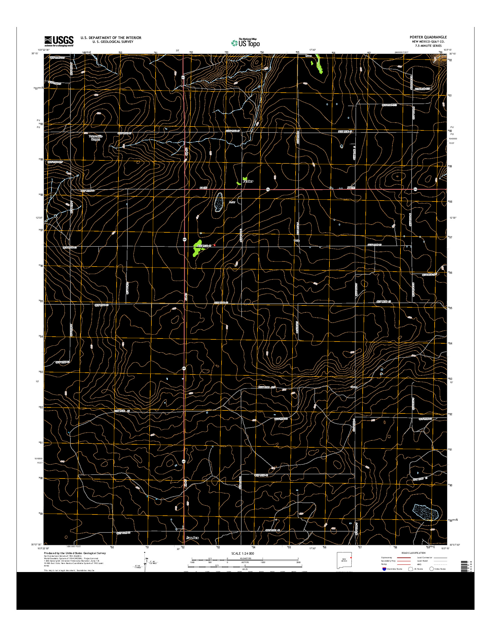 USGS US TOPO 7.5-MINUTE MAP FOR PORTER, NM 2013