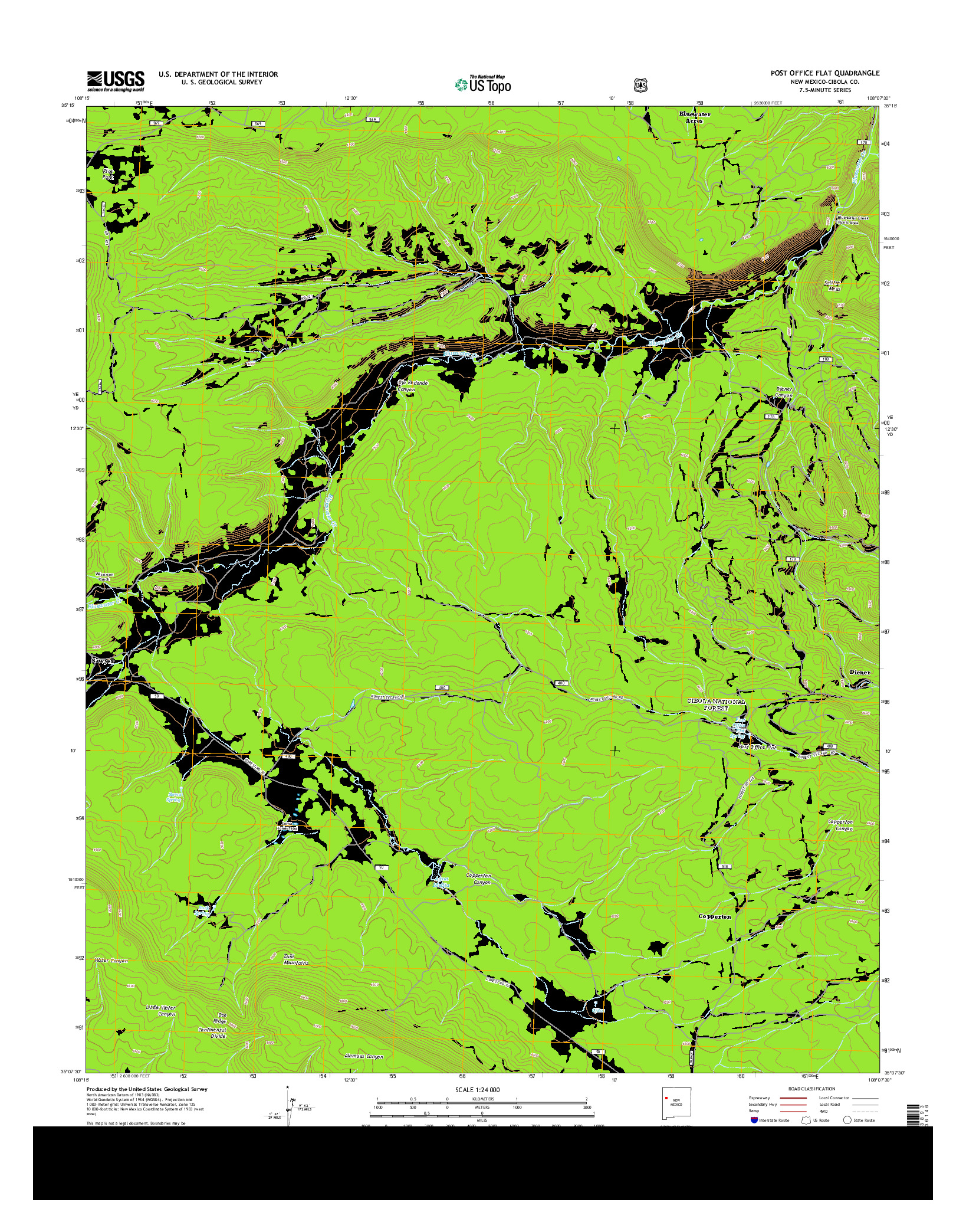 USGS US TOPO 7.5-MINUTE MAP FOR POST OFFICE FLAT, NM 2013