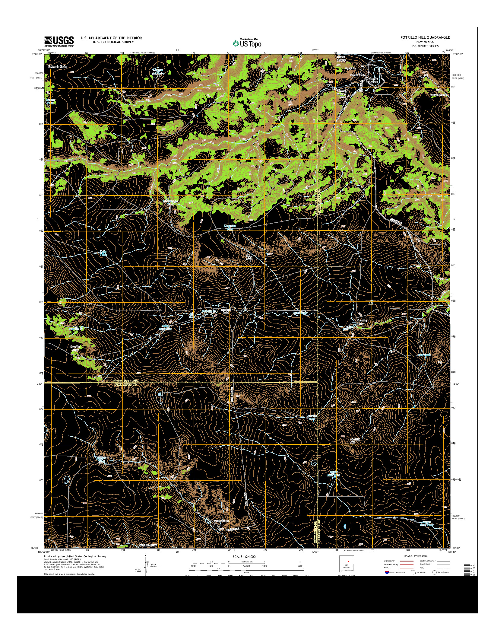 USGS US TOPO 7.5-MINUTE MAP FOR POTRILLO HILL, NM 2013
