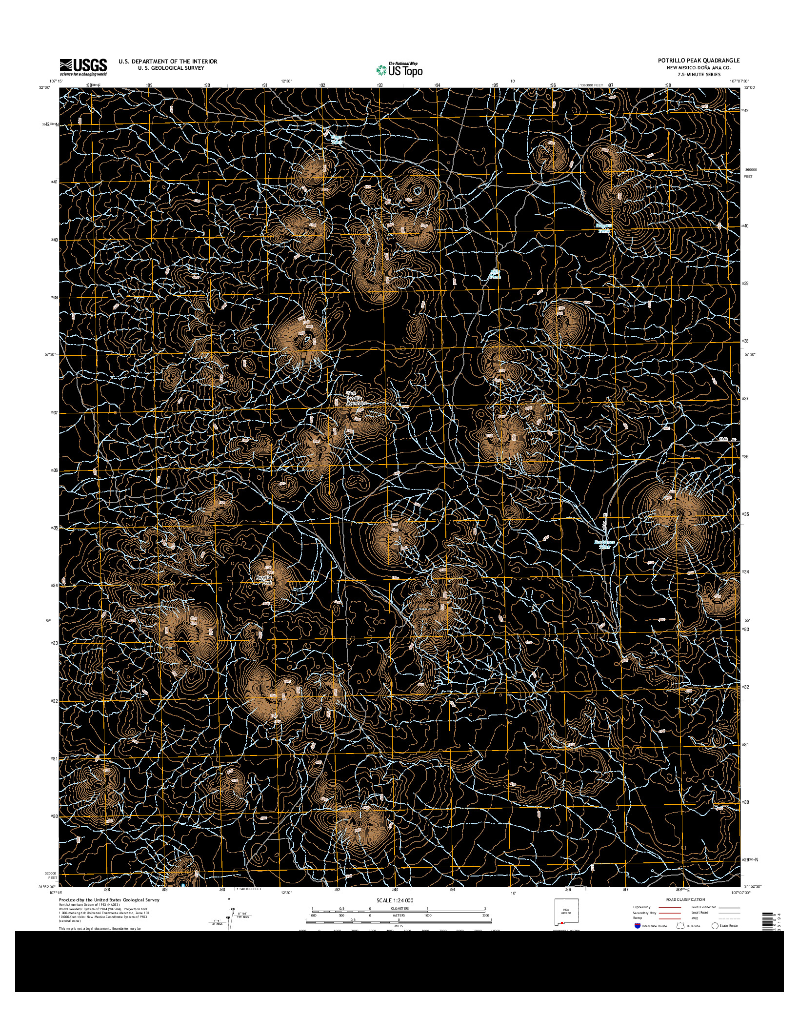 USGS US TOPO 7.5-MINUTE MAP FOR POTRILLO PEAK, NM 2013