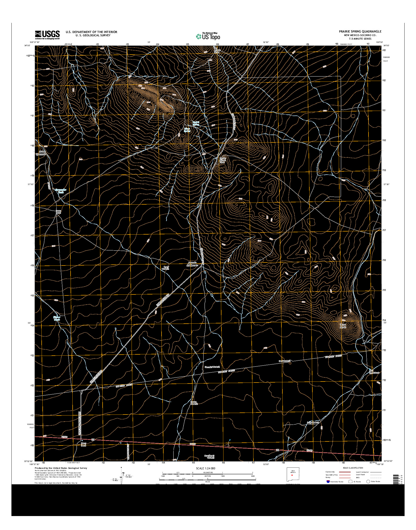 USGS US TOPO 7.5-MINUTE MAP FOR PRAIRIE SPRING, NM 2013