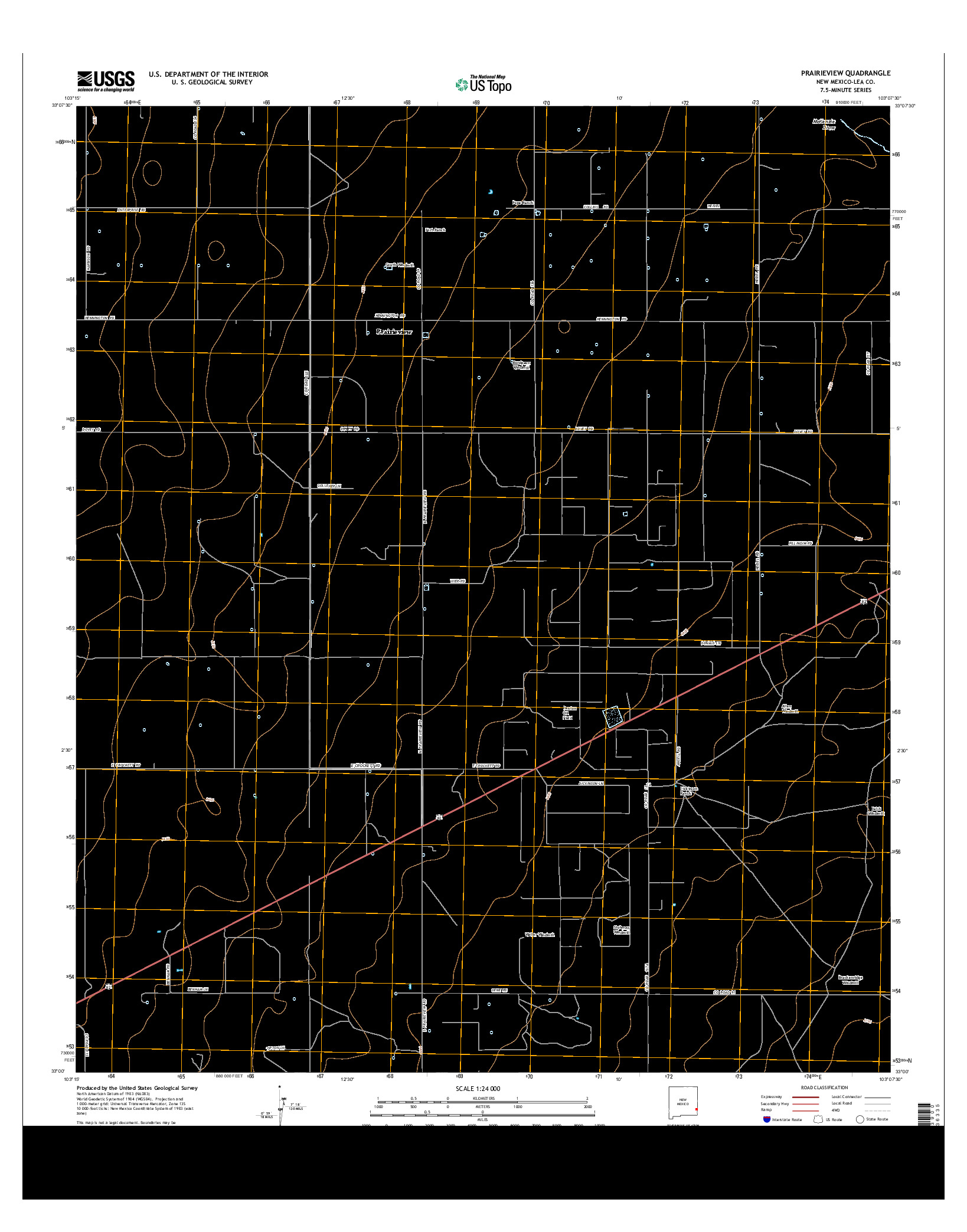 USGS US TOPO 7.5-MINUTE MAP FOR PRAIRIEVIEW, NM 2013