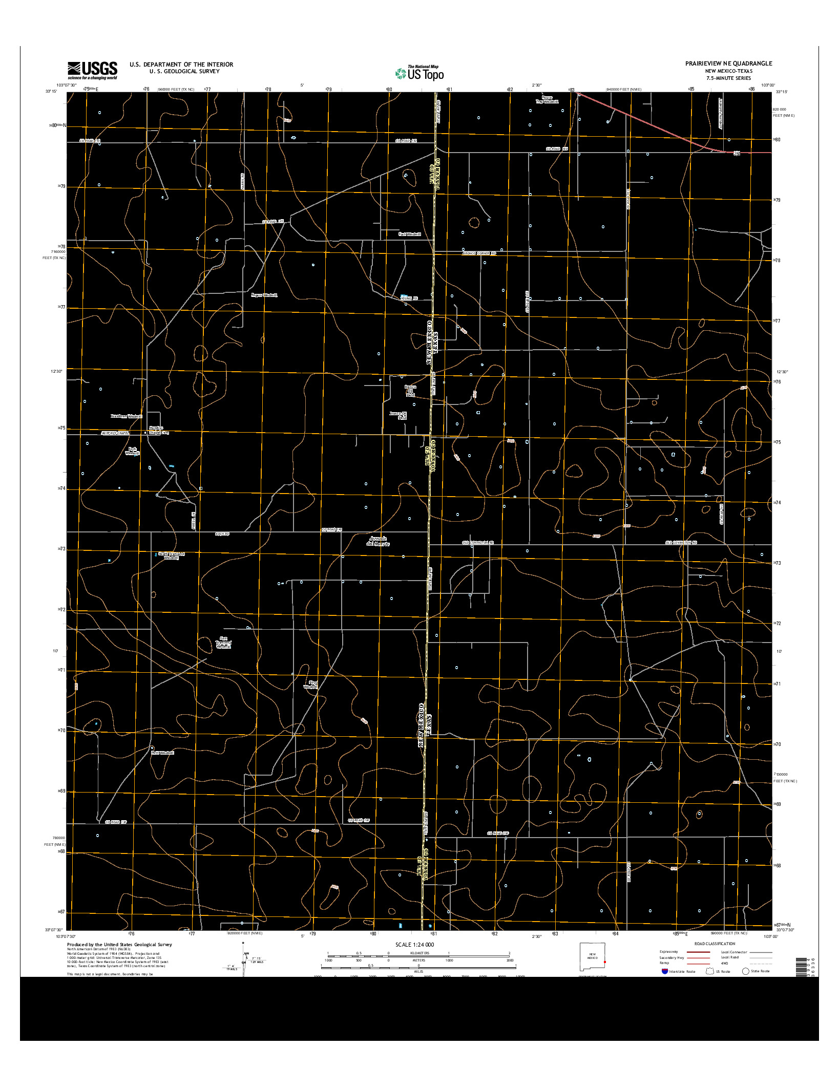 USGS US TOPO 7.5-MINUTE MAP FOR PRAIRIEVIEW NE, NM-TX 2013