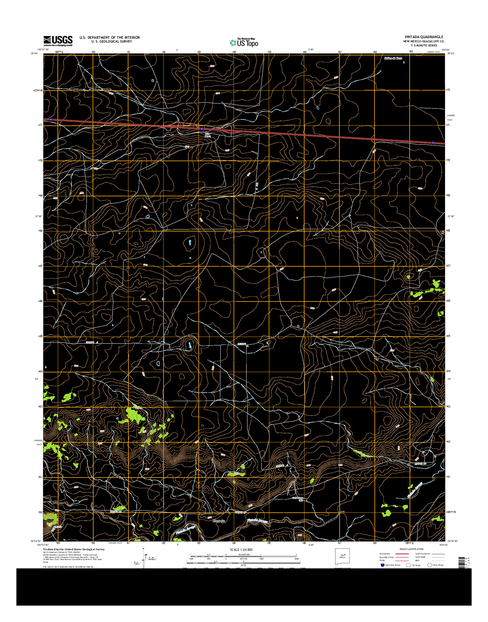 USGS US TOPO 7.5-MINUTE MAP FOR PINTADA, NM 2013
