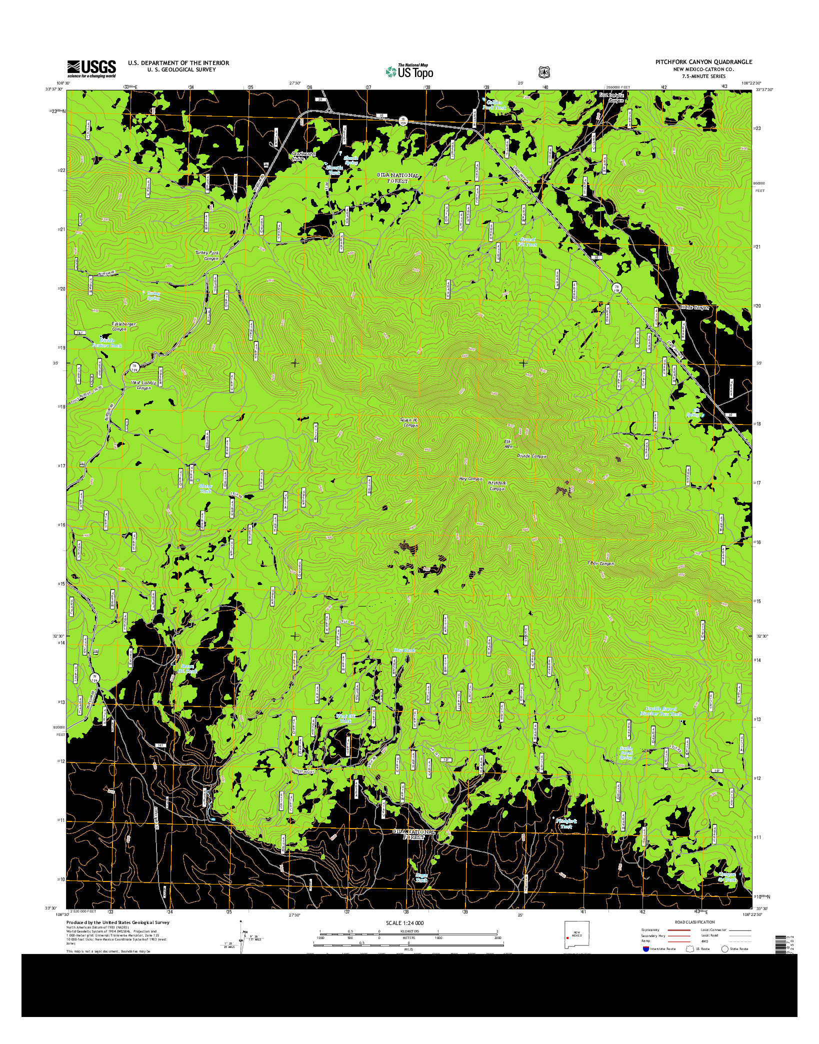 USGS US TOPO 7.5-MINUTE MAP FOR PITCHFORK CANYON, NM 2013