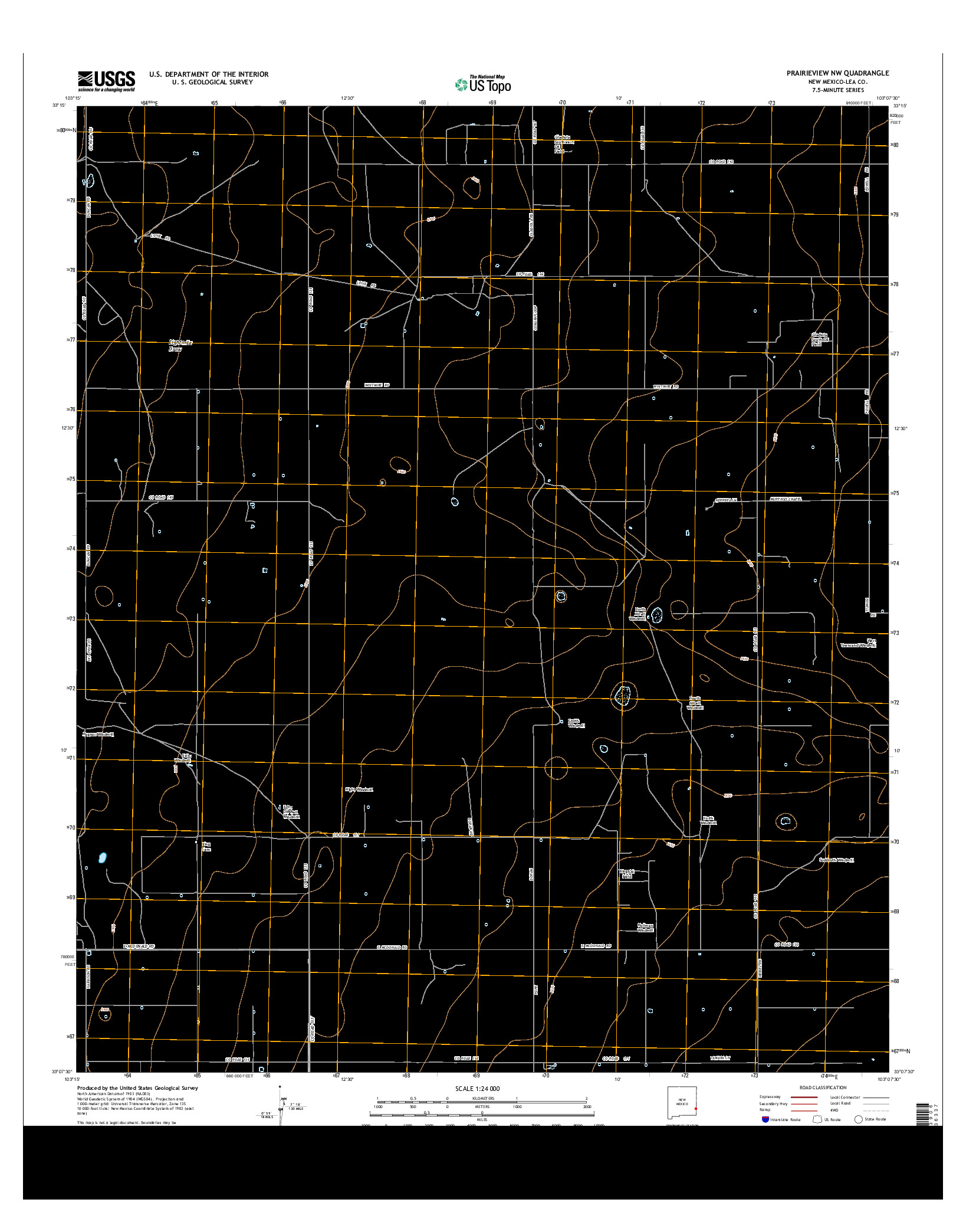 USGS US TOPO 7.5-MINUTE MAP FOR PRAIRIEVIEW NW, NM 2013