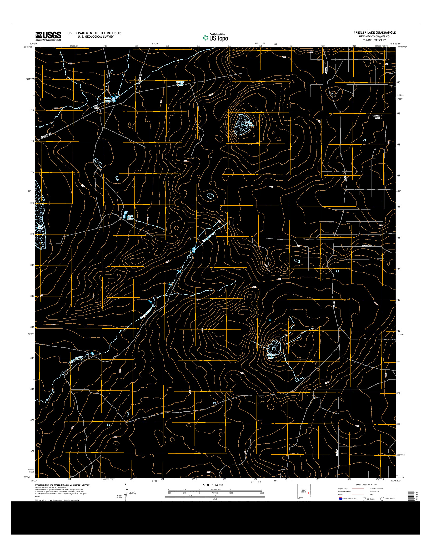 USGS US TOPO 7.5-MINUTE MAP FOR PRESLER LAKE, NM 2013