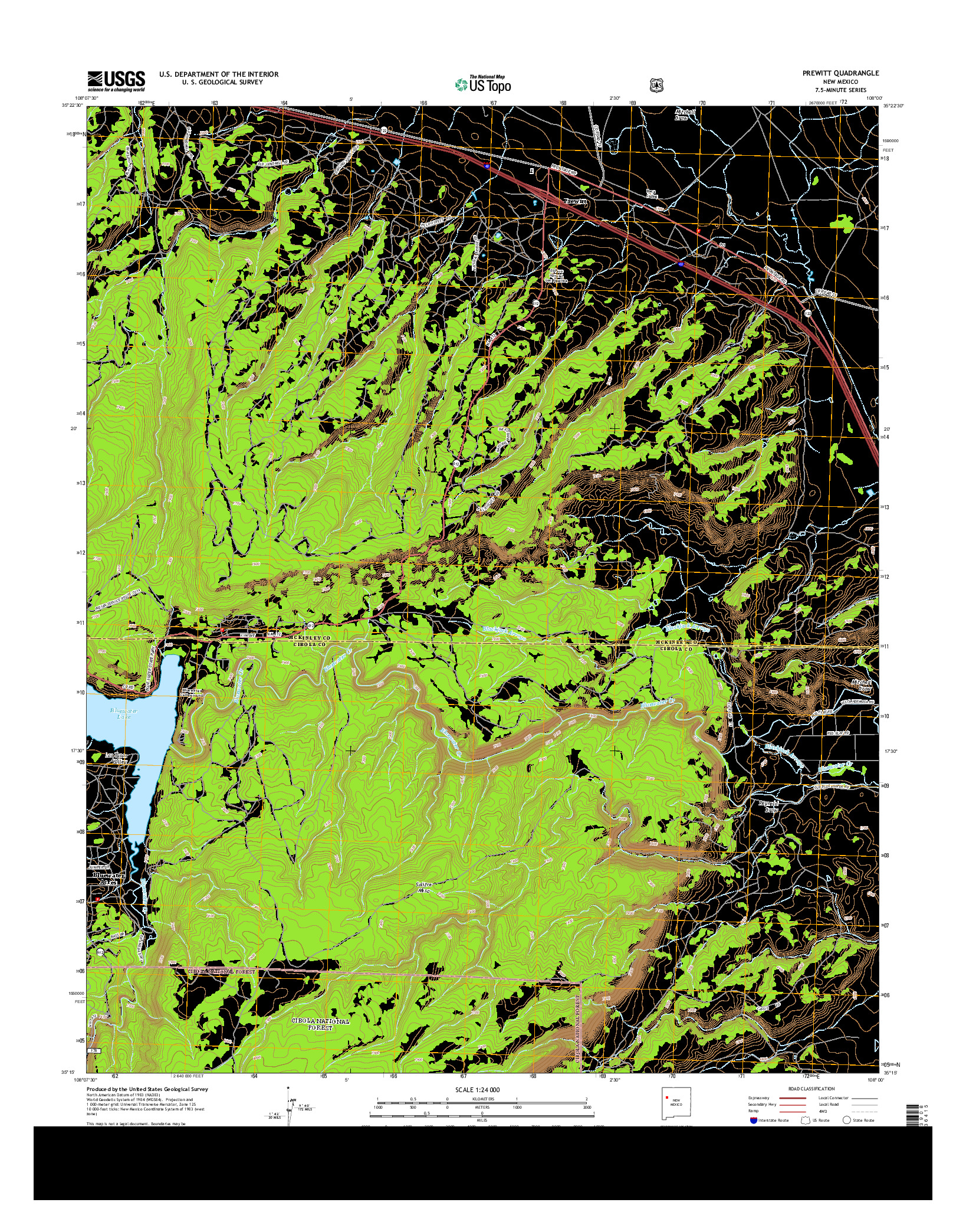 USGS US TOPO 7.5-MINUTE MAP FOR PREWITT, NM 2013