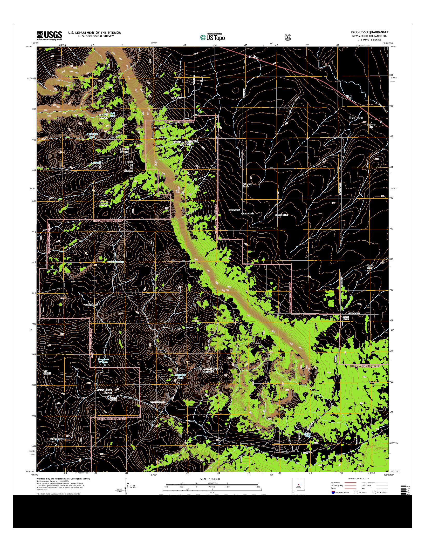 USGS US TOPO 7.5-MINUTE MAP FOR PROGRESSO, NM 2013