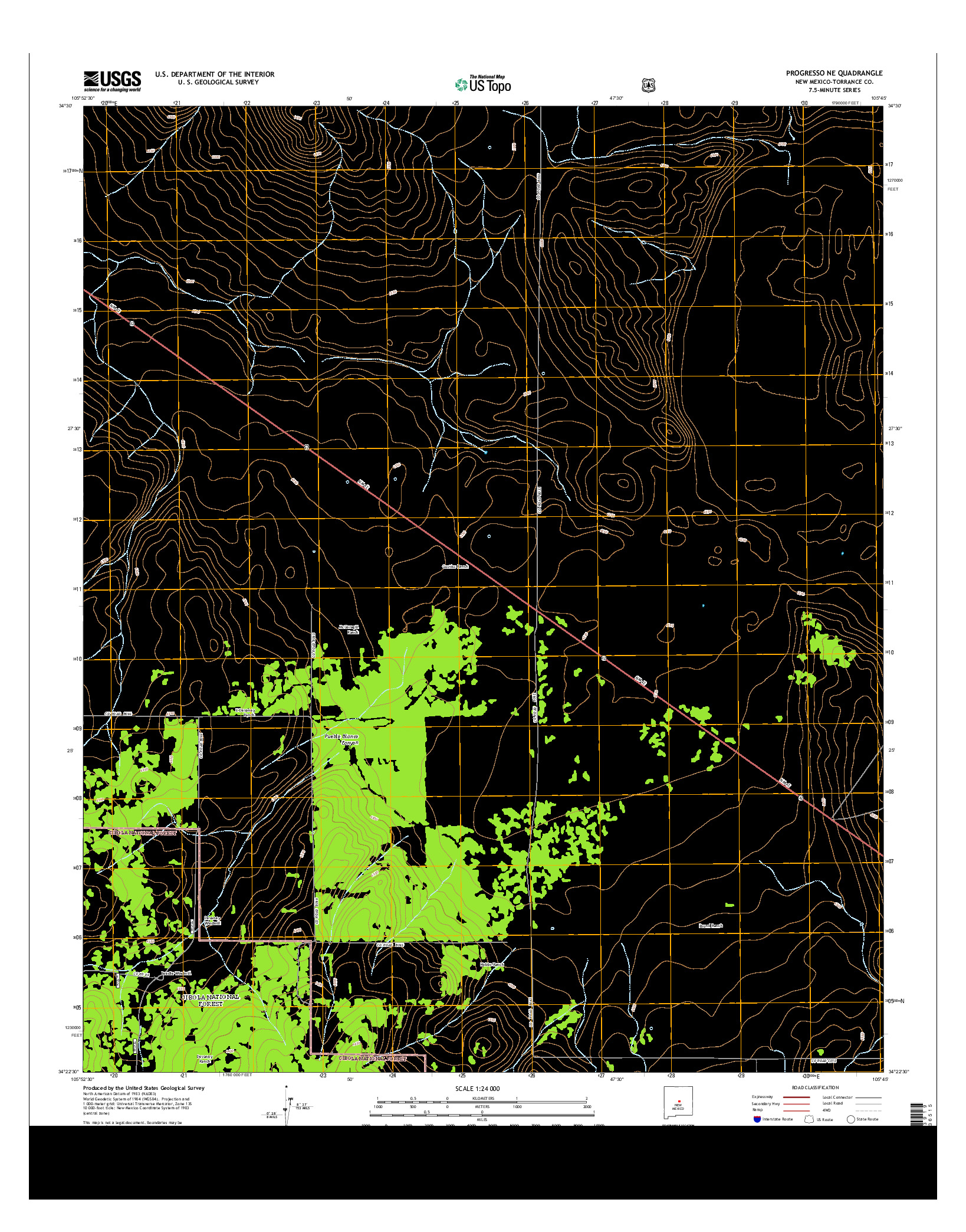 USGS US TOPO 7.5-MINUTE MAP FOR PROGRESSO NE, NM 2013