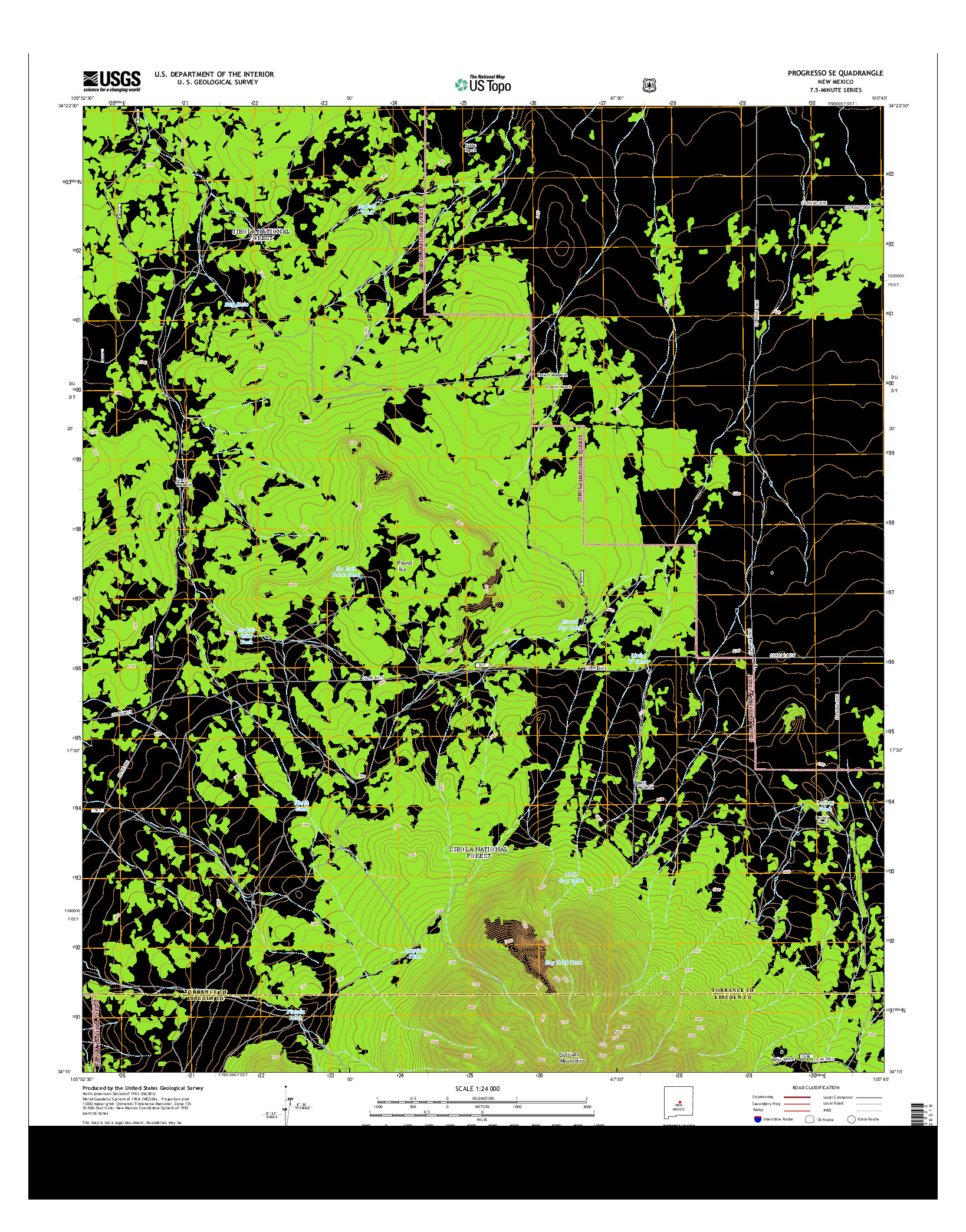 USGS US TOPO 7.5-MINUTE MAP FOR PROGRESSO SE, NM 2013