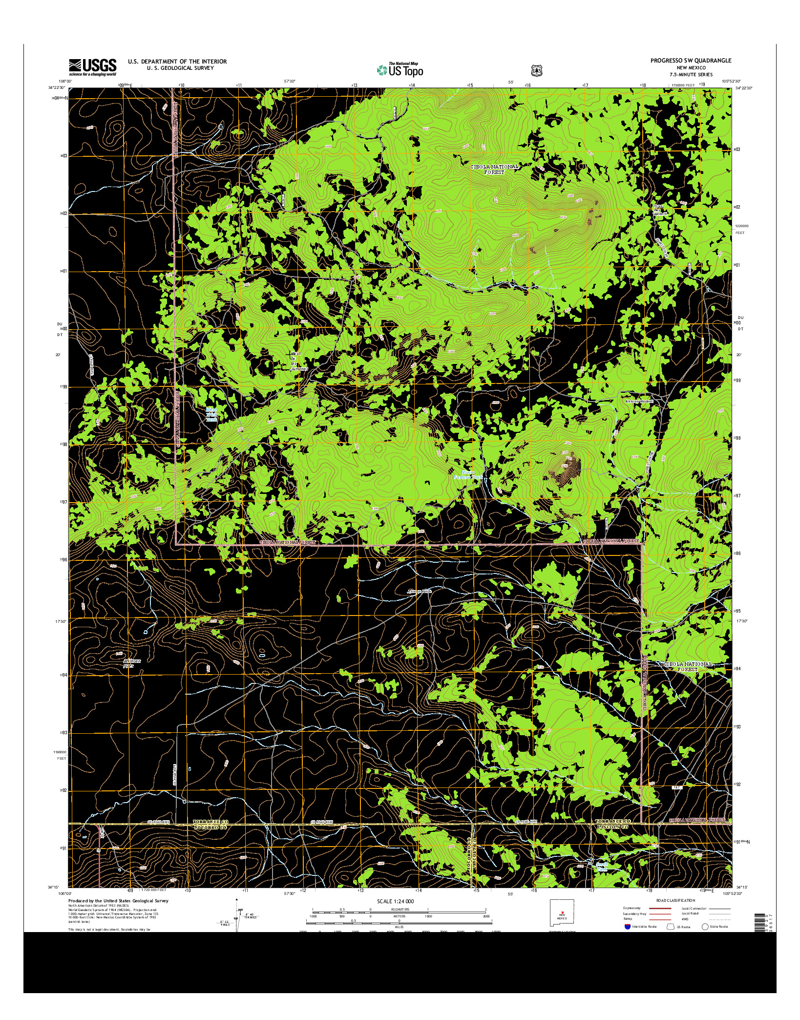 USGS US TOPO 7.5-MINUTE MAP FOR PROGRESSO SW, NM 2013