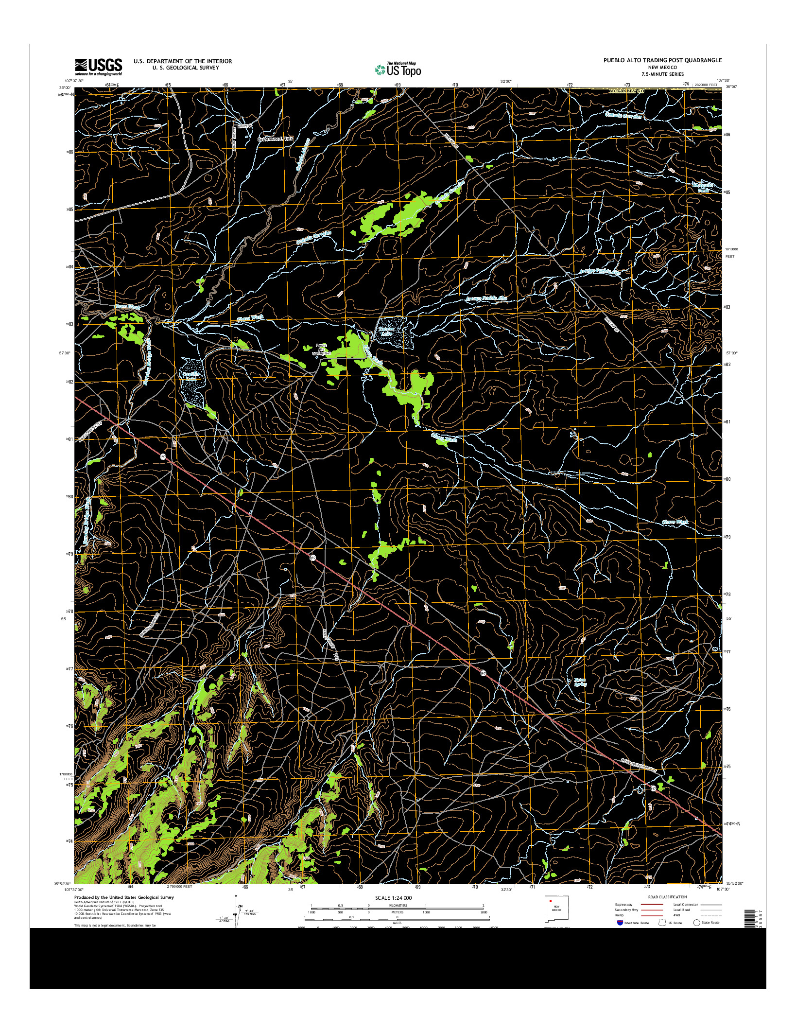 USGS US TOPO 7.5-MINUTE MAP FOR PUEBLO ALTO TRADING POST, NM 2013