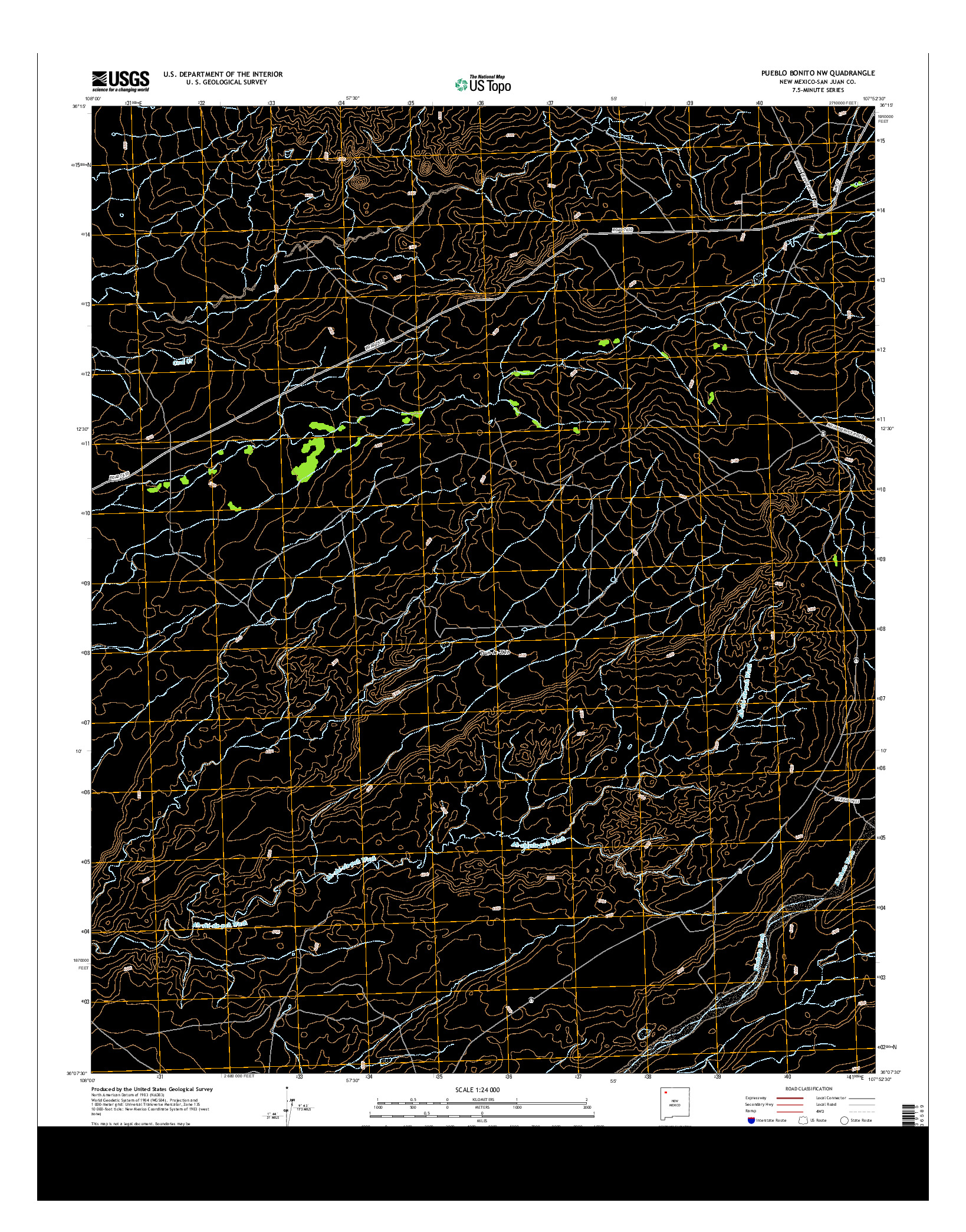 USGS US TOPO 7.5-MINUTE MAP FOR PUEBLO BONITO NW, NM 2013