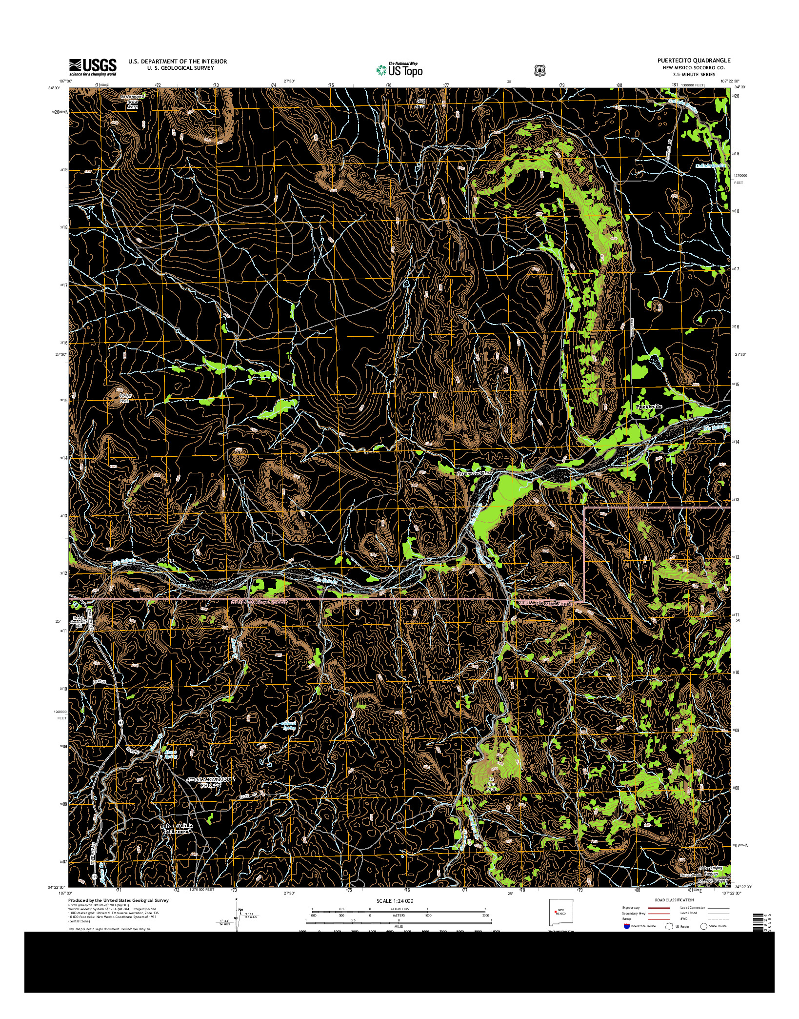 USGS US TOPO 7.5-MINUTE MAP FOR PUERTECITO, NM 2013