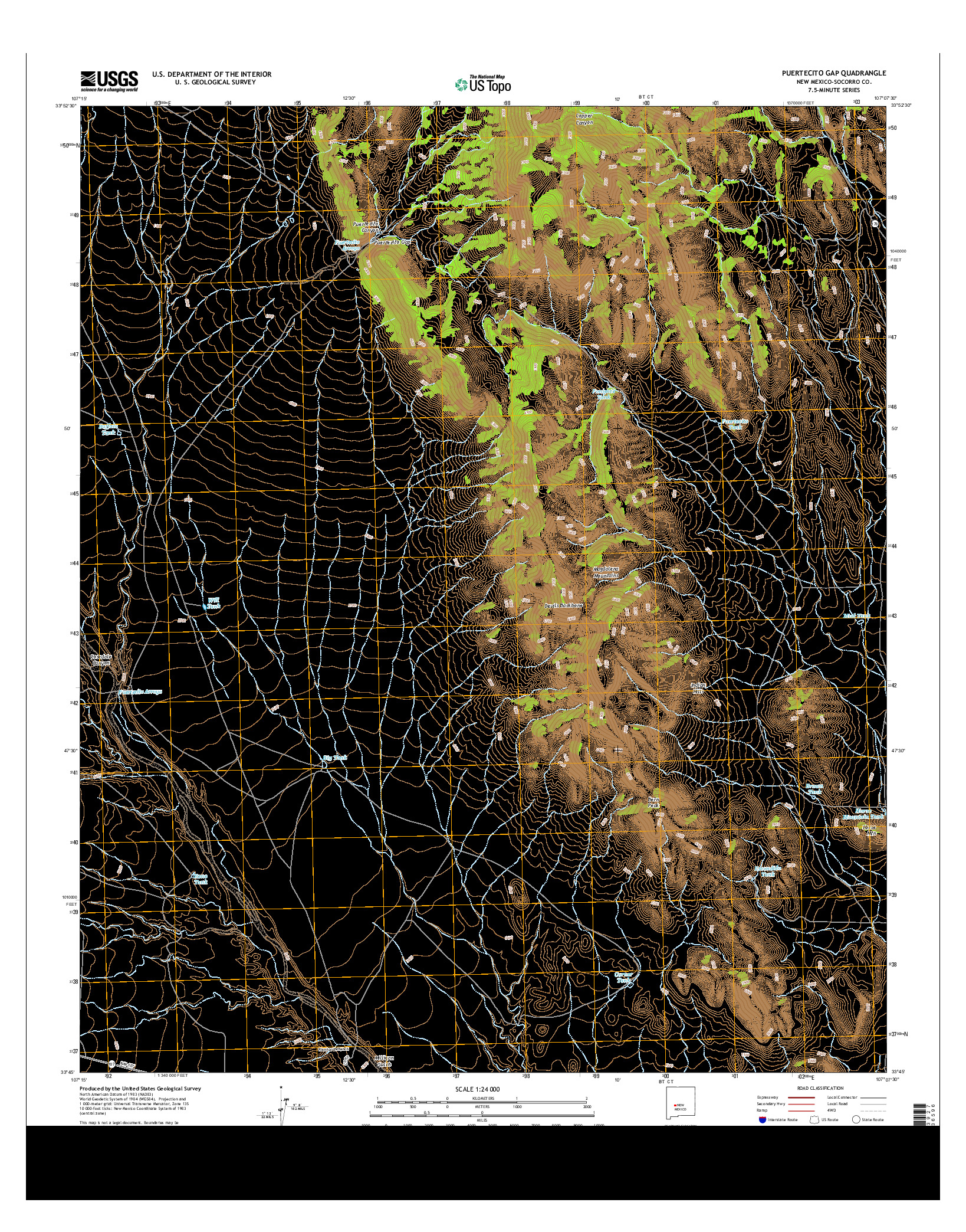USGS US TOPO 7.5-MINUTE MAP FOR PUERTECITO GAP, NM 2013