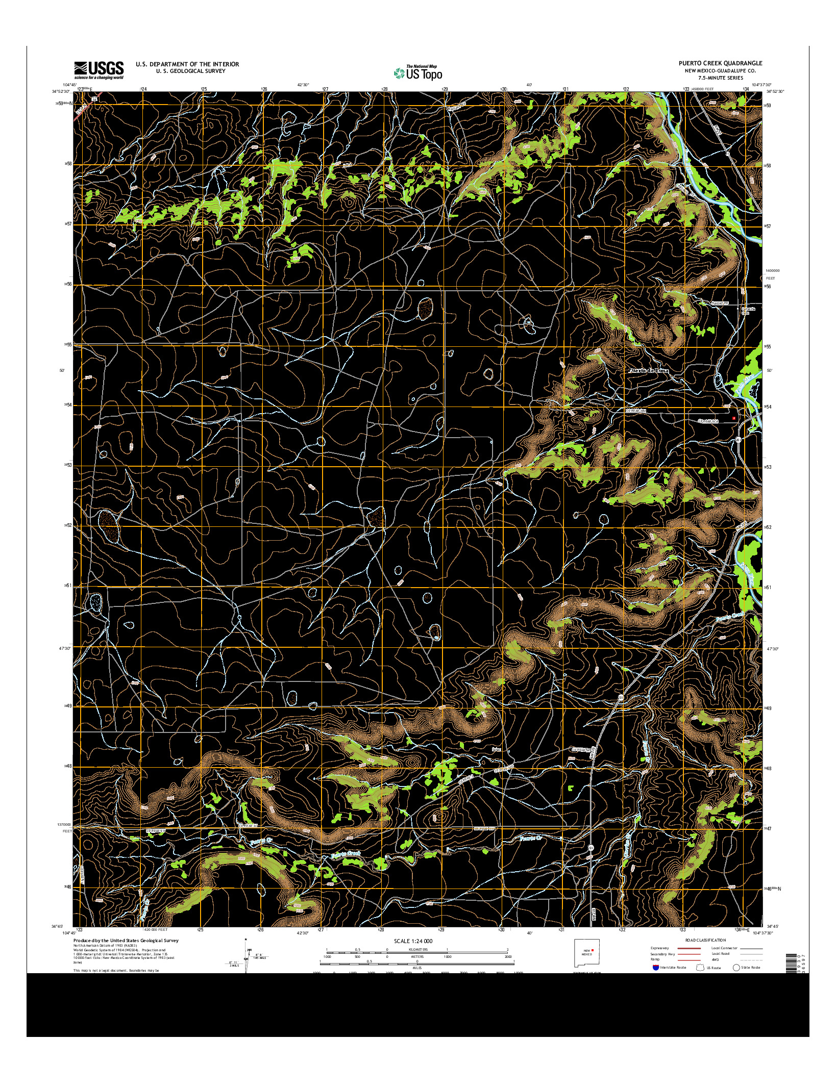 USGS US TOPO 7.5-MINUTE MAP FOR PUERTO CREEK, NM 2013