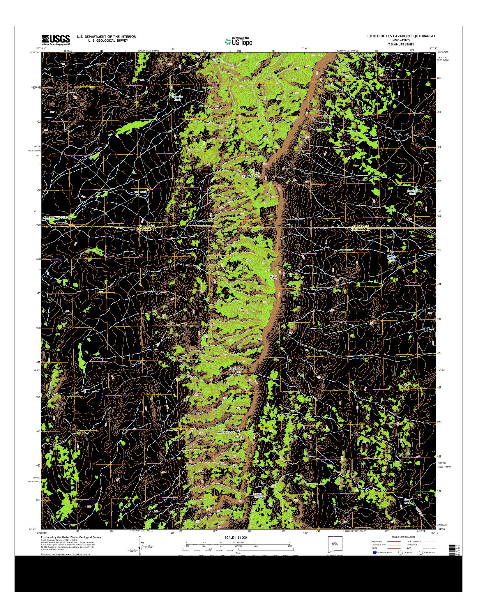 USGS US TOPO 7.5-MINUTE MAP FOR PUERTO DE LOS CAVADORES, NM 2013