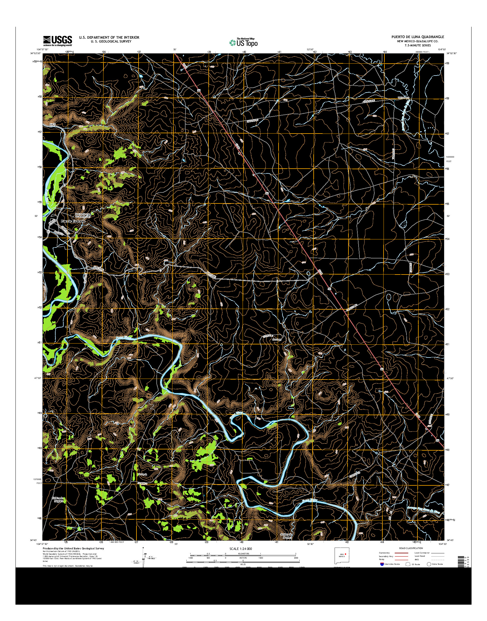 USGS US TOPO 7.5-MINUTE MAP FOR PUERTO DE LUNA, NM 2013