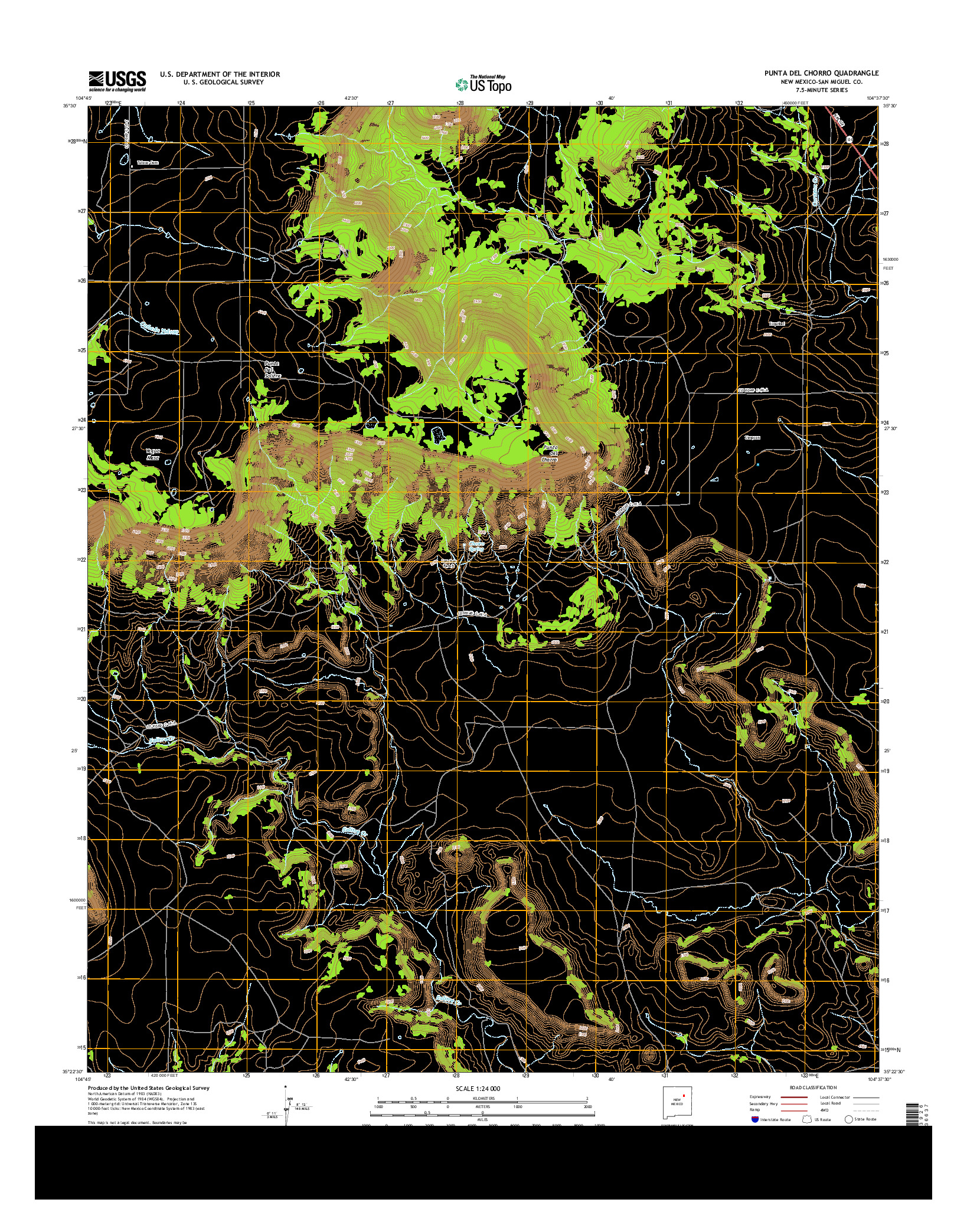USGS US TOPO 7.5-MINUTE MAP FOR PUNTA DEL CHORRO, NM 2013