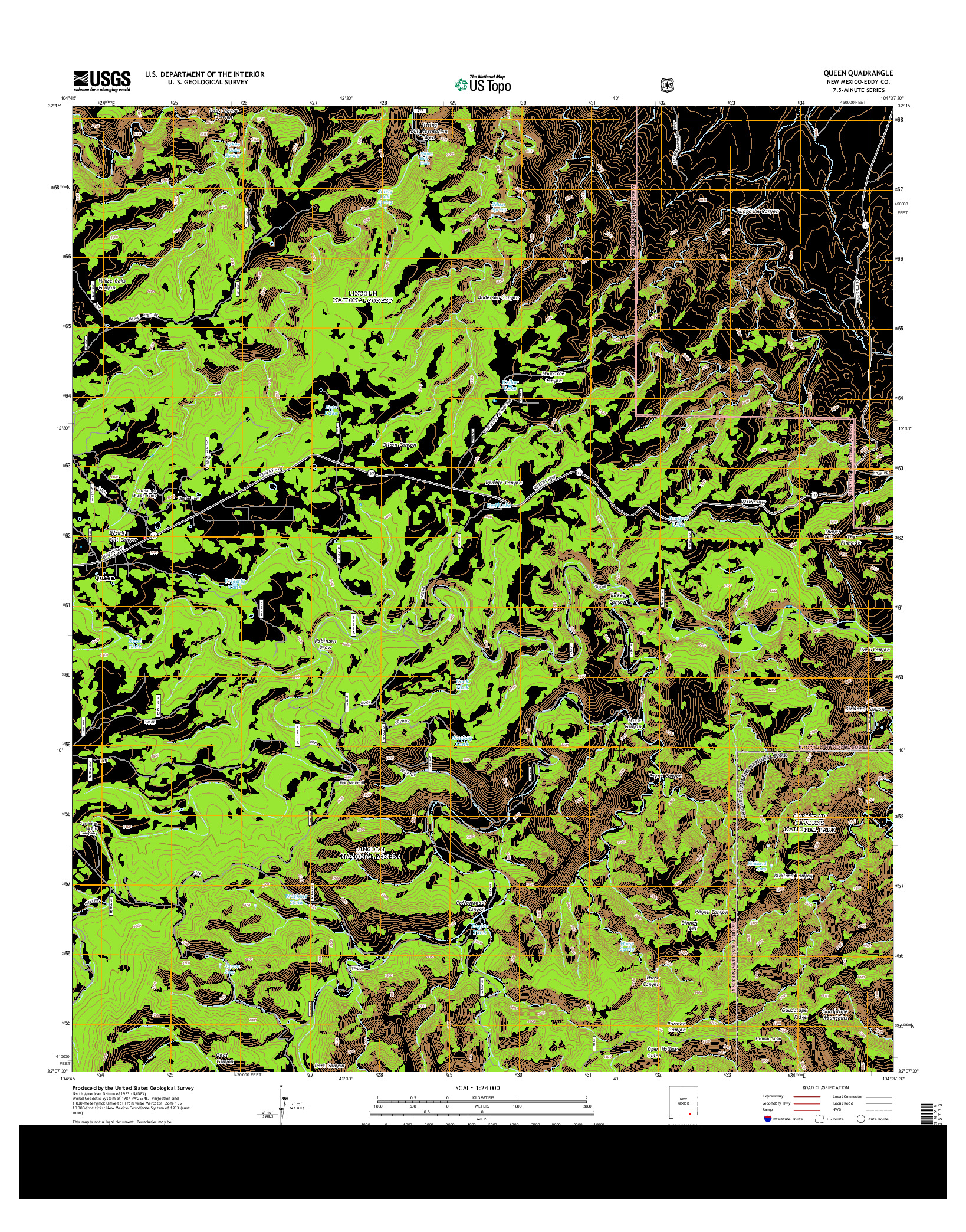 USGS US TOPO 7.5-MINUTE MAP FOR QUEEN, NM 2013