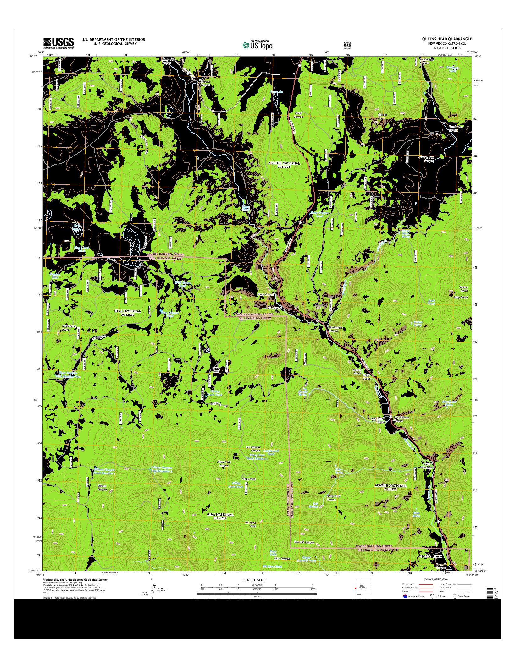 USGS US TOPO 7.5-MINUTE MAP FOR QUEENS HEAD, NM 2013