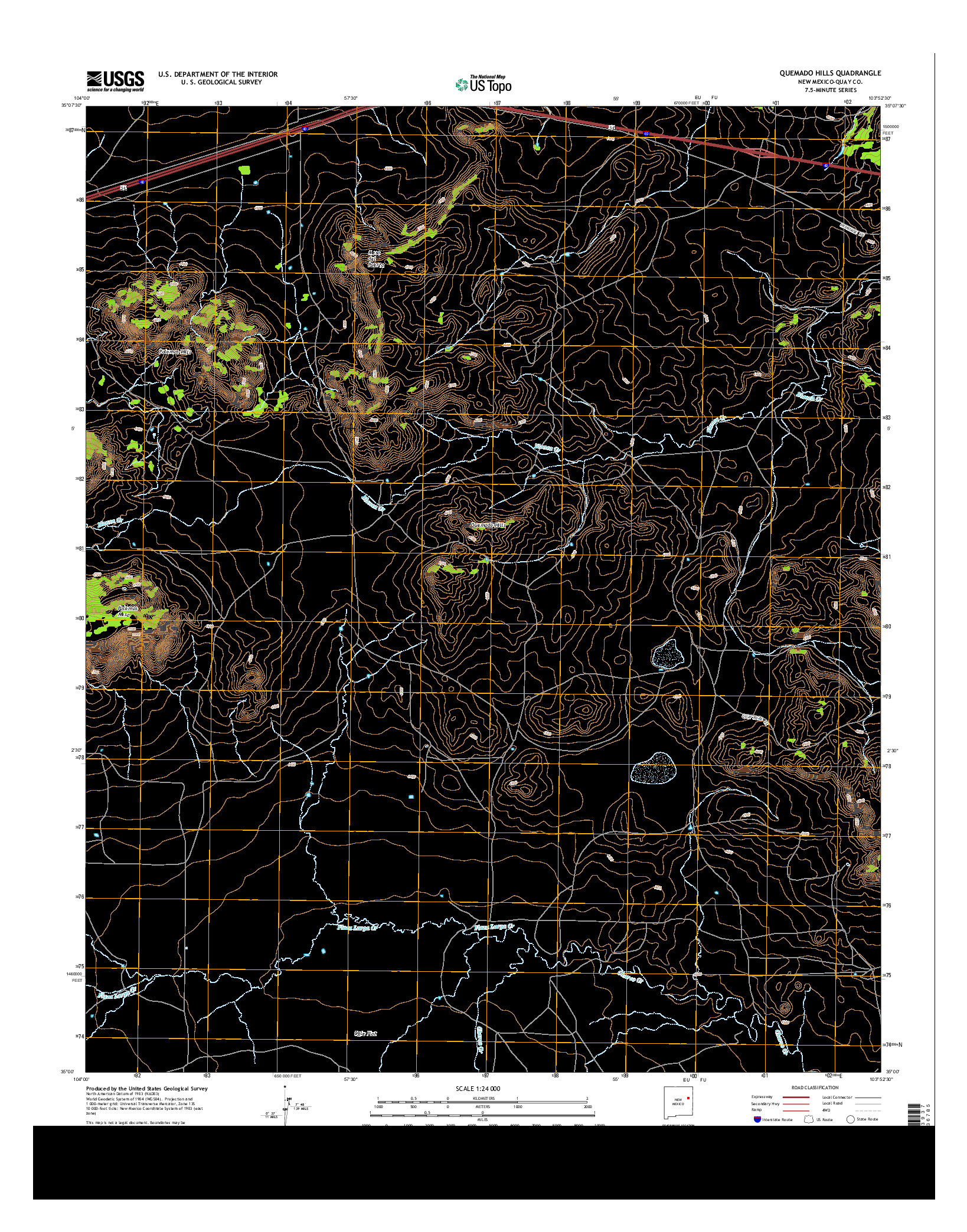 USGS US TOPO 7.5-MINUTE MAP FOR QUEMADO HILLS, NM 2013